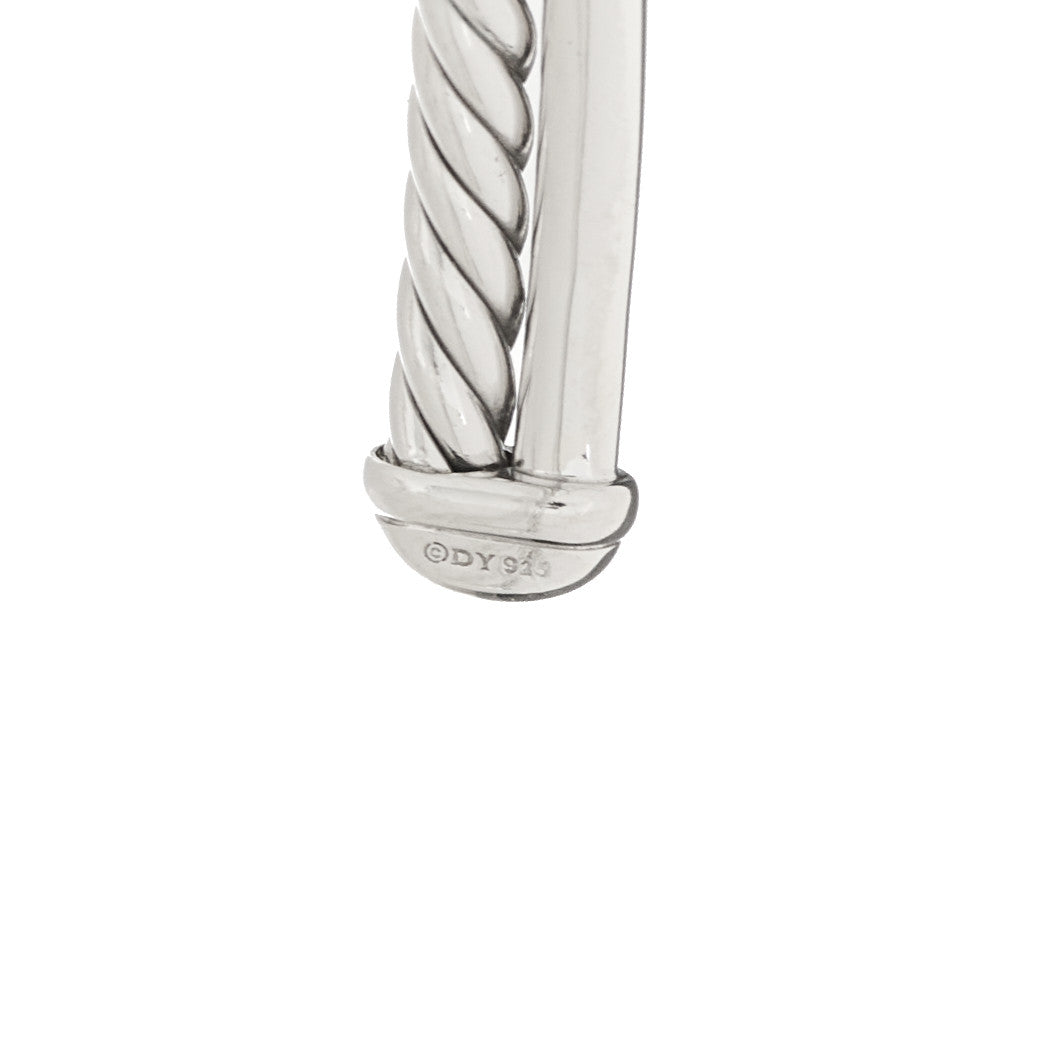 Sterling Silver Diamond Crossover Two Row Cuff Bracelet
