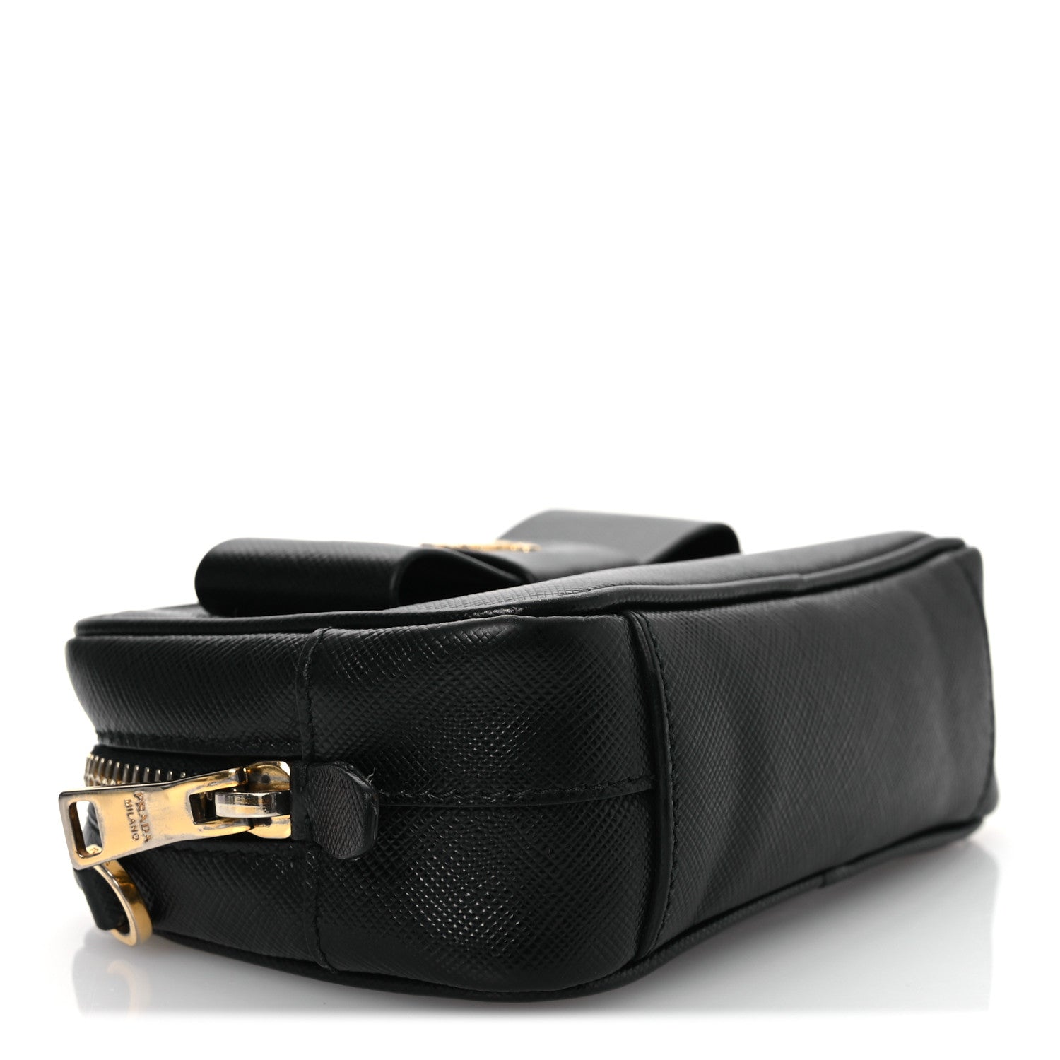 Prada Saffiano Fiocco Bow Camera Crossbody Bag Black 4 of 14