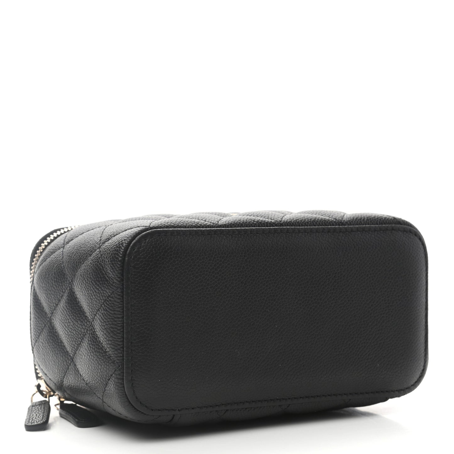 Caviar Quilted Small Tiny CC Vanity Case With Chain Black