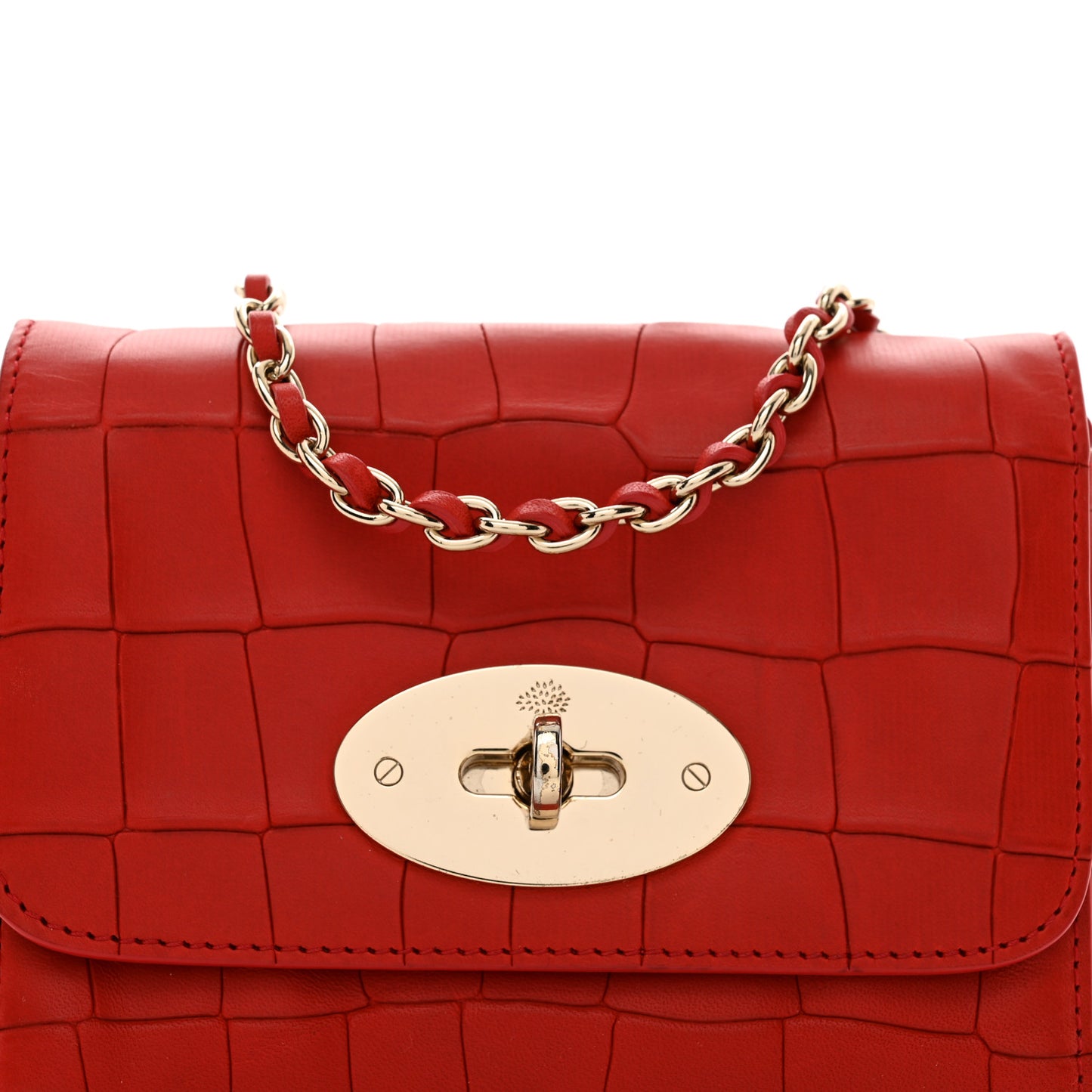 Nappa Crocodile Embossed Mini Lily Flap Red