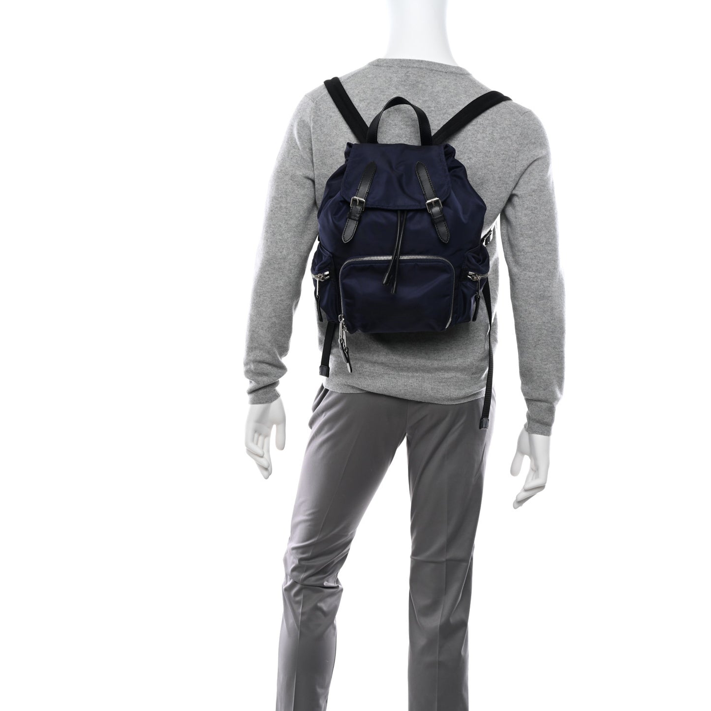 Nylon Logo Print Medium Rucksack Backpack Ink Blue