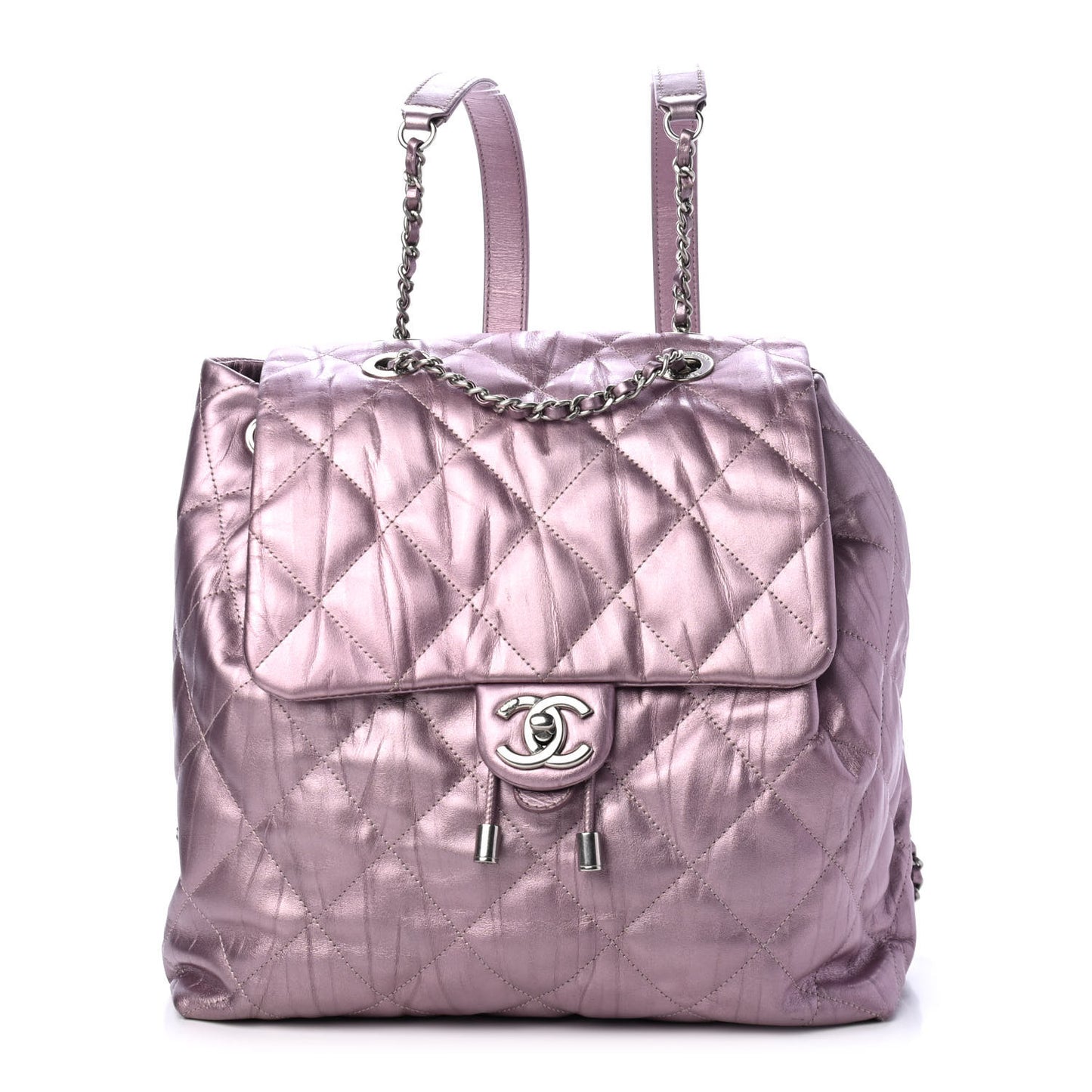 Iridescent Calfskin Quilted Ground Control Backpack Pink