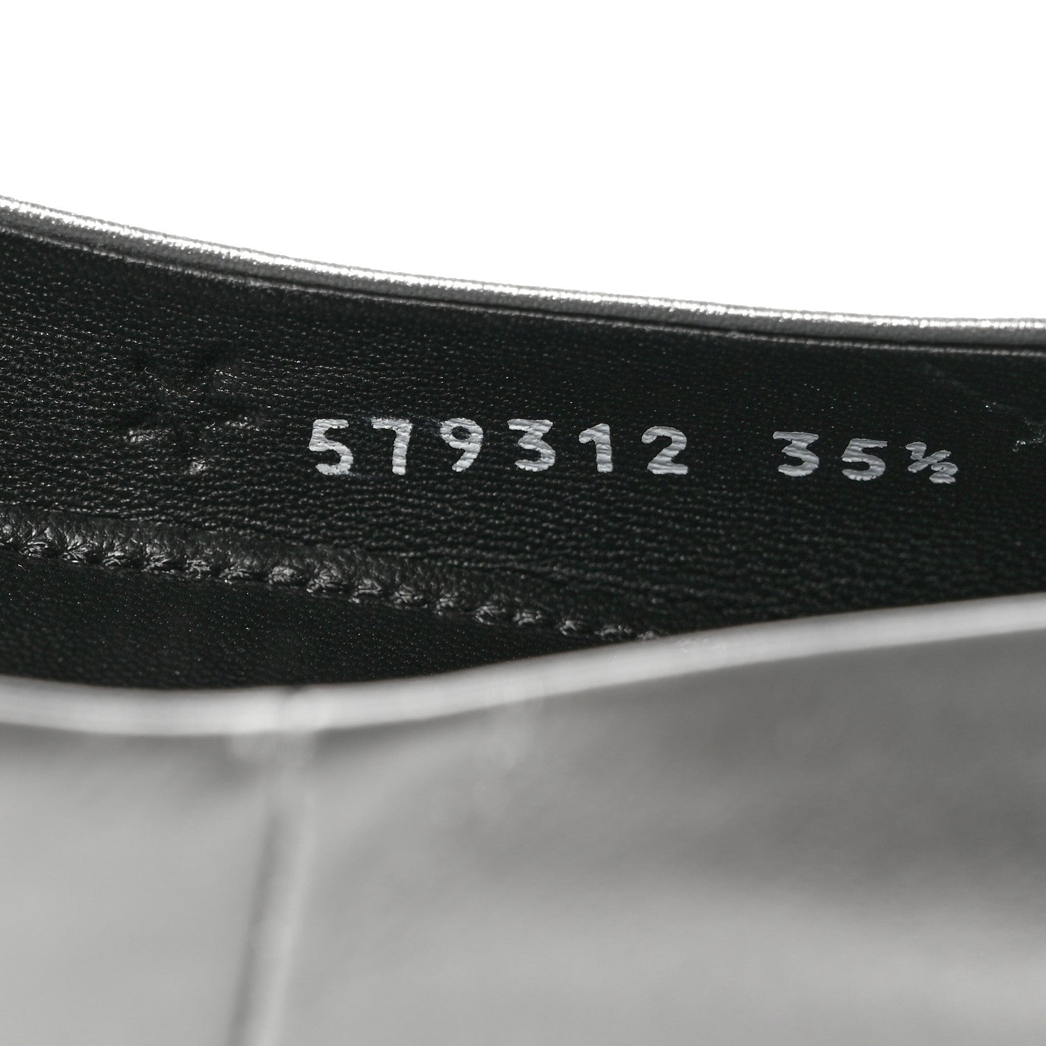 Balenciaga Metallic Calfskin BB Knife Pointy Toe Ballerina Flats 35.5 Silver Hardware 9 of 16