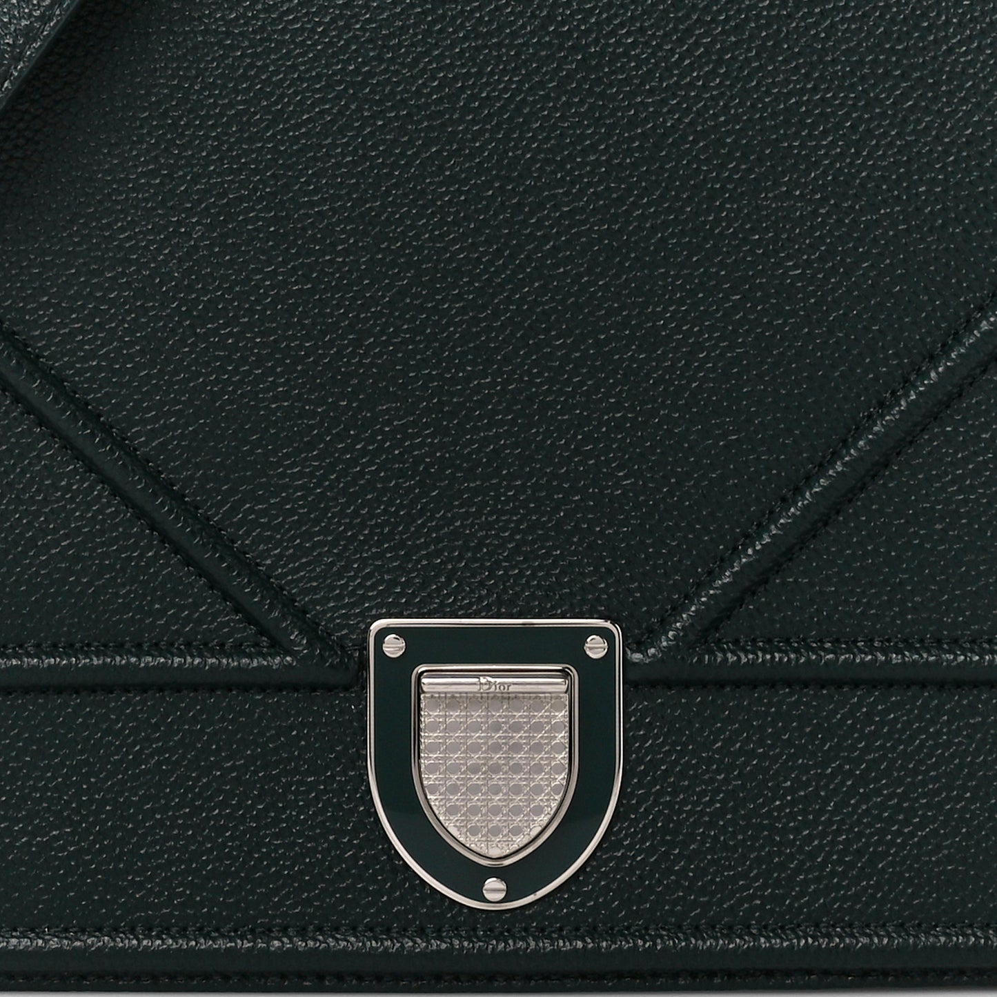 Grained Calfskin Large Diorama Flap Bag Green