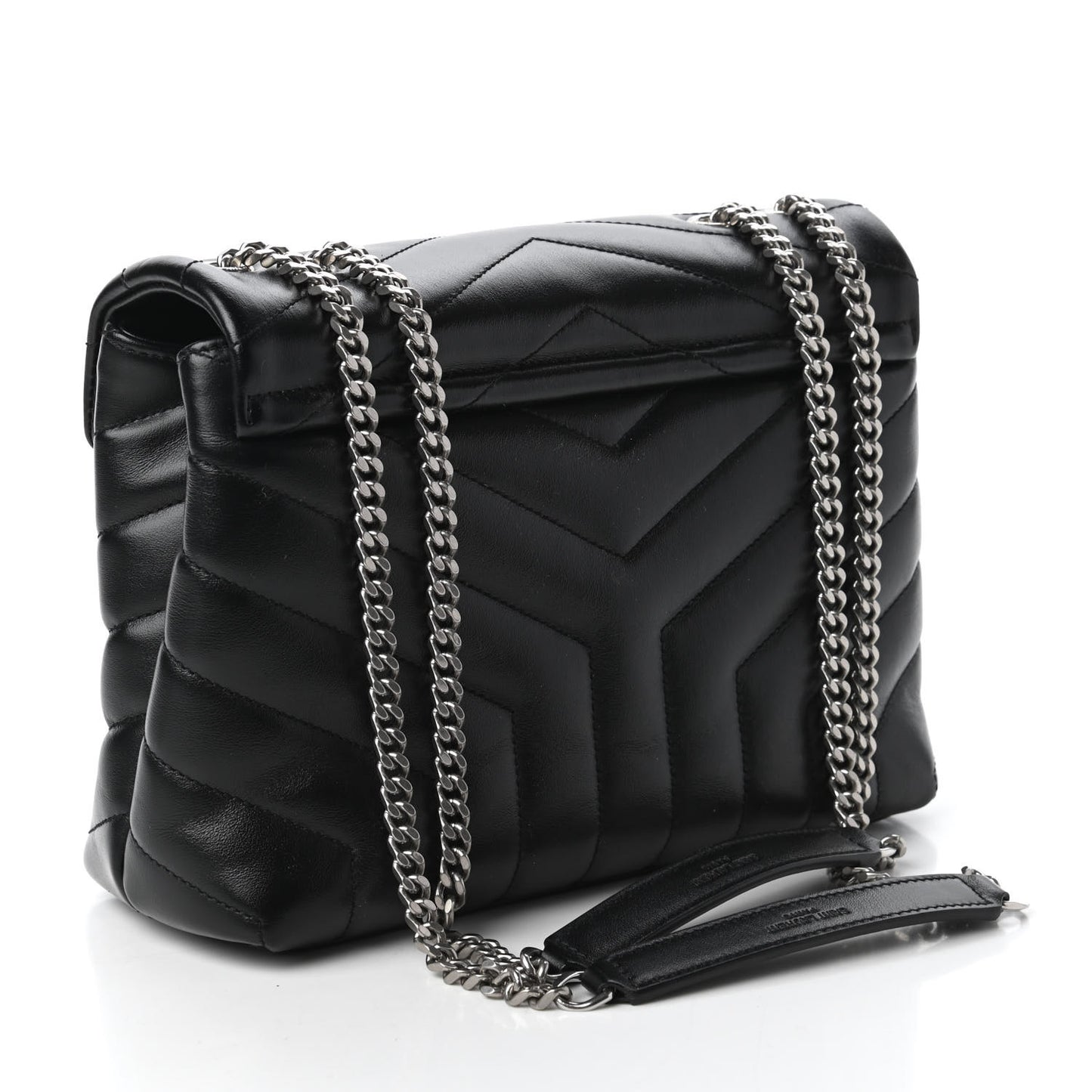 Calfskin Y Quilted Monogram Small Loulou Chain Satchel Black