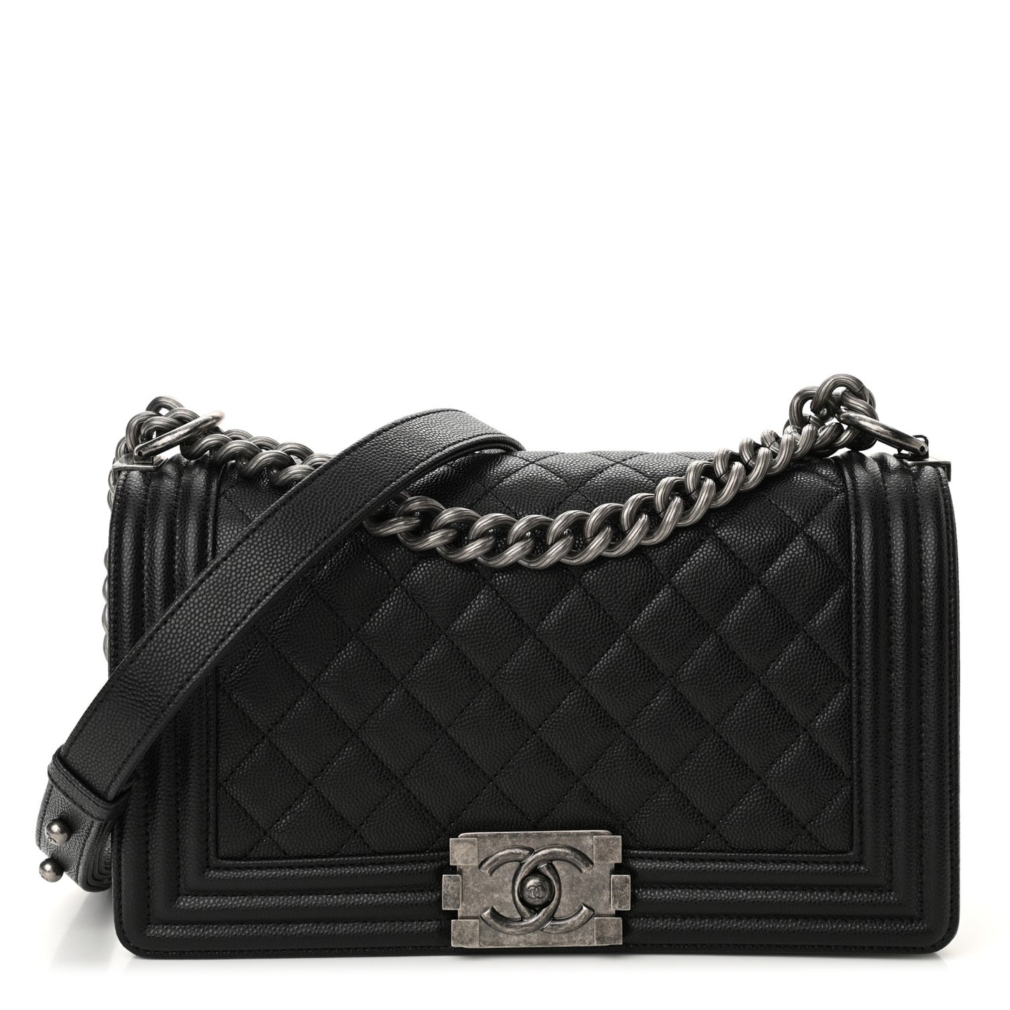 Caviar Quilted Medium Boy Flap Black