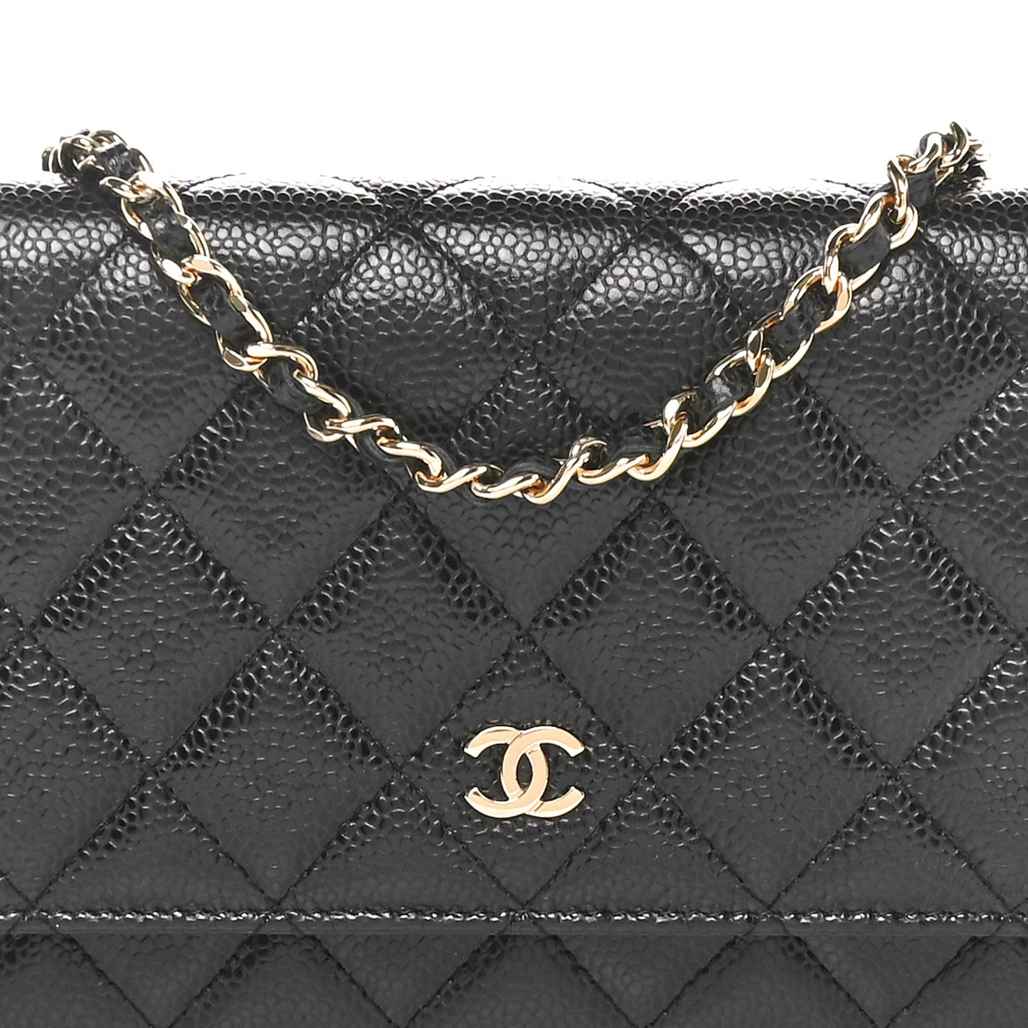 Caviar Quilted Wallet on Chain WOC Black