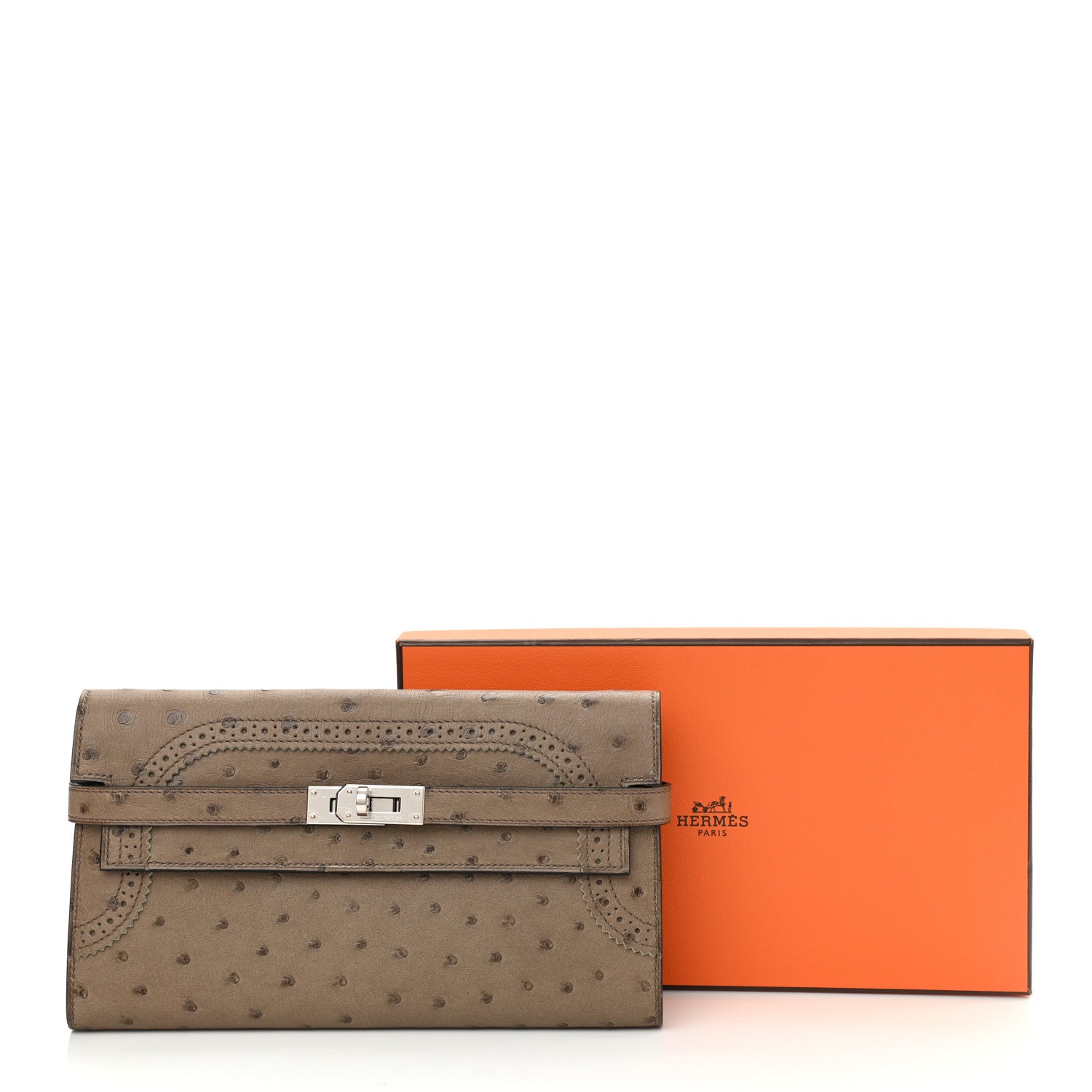 Hermes Ostrich Ghillies Kelly Longue Wallet Mousse 8 of 8