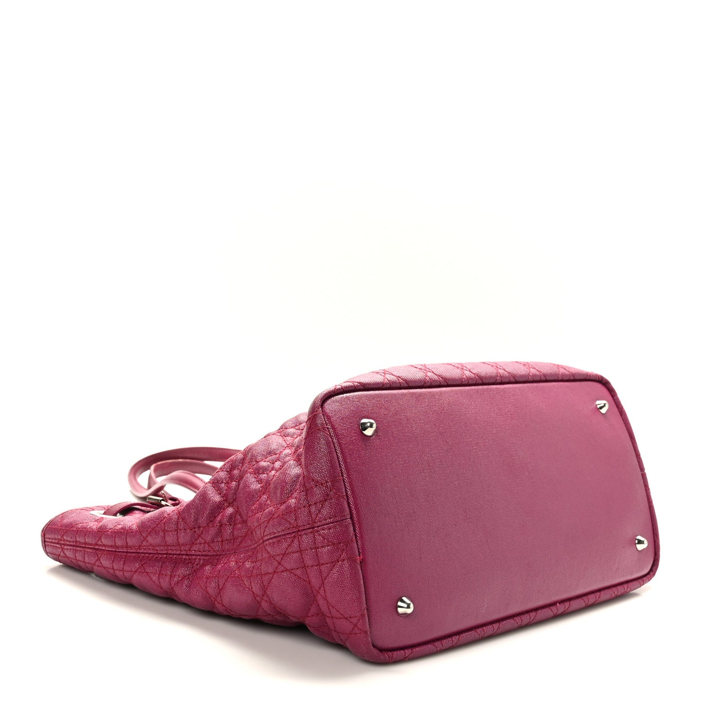 Coated Canvas Cannage Medium Panarea Tote Raspberry