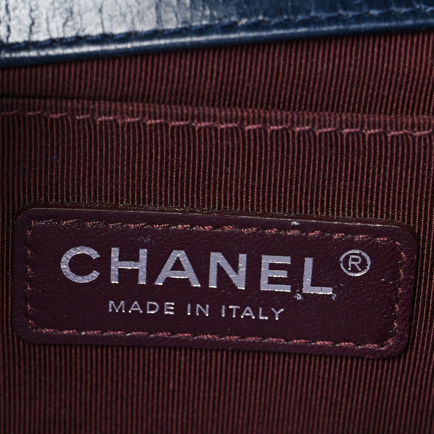 Glazed Calfskin Quilted Medium Boy Chained Flap Blue