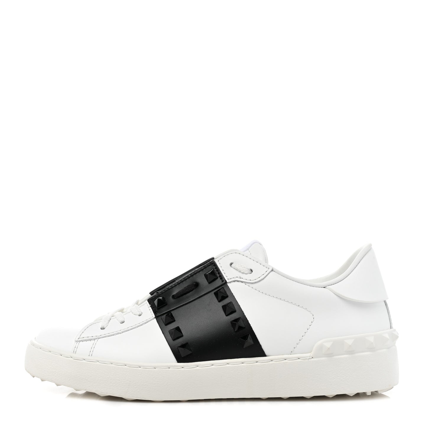 Calfskin Rockstud Untitled Open Sneakers 37.5 White Black