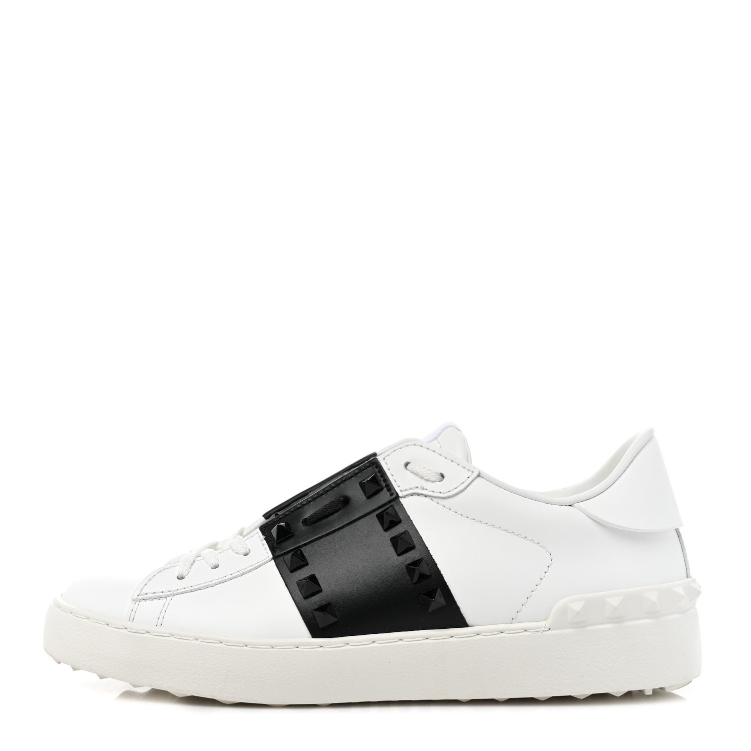 Valentino Garavani Calfskin Rockstud Untitled Open Sneakers 37.5 White Black 1 of 8