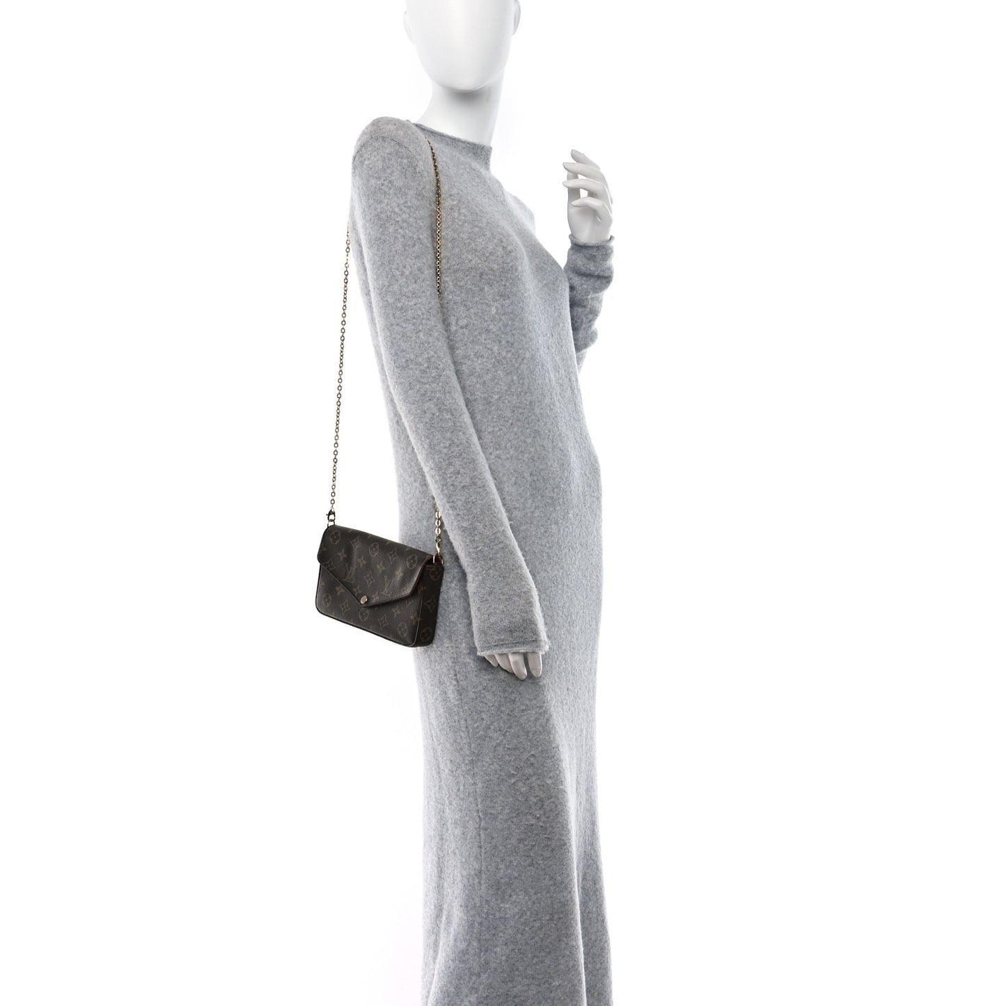 Monogram Pochette Felicie Chain Wallet Fuchsia