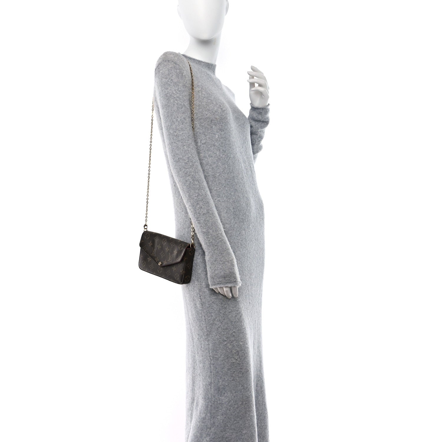 Louis Vuitton Monogram Pochette Felicie Chain Wallet Fuchsia 2 of 11