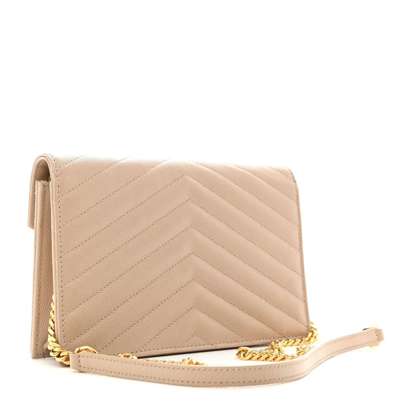 Grain De Poudre Matelasse Chevron Monogram Envelope Chain Wallet Nude Powder