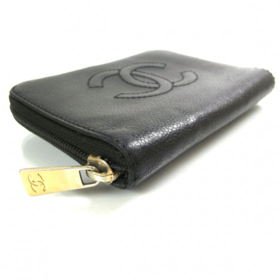 Caviar Zip Around Wallet Black