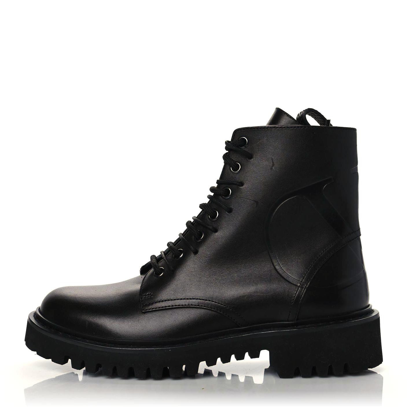 Calfskin Womens VLOGO 35mm Combat Boots 38 Black