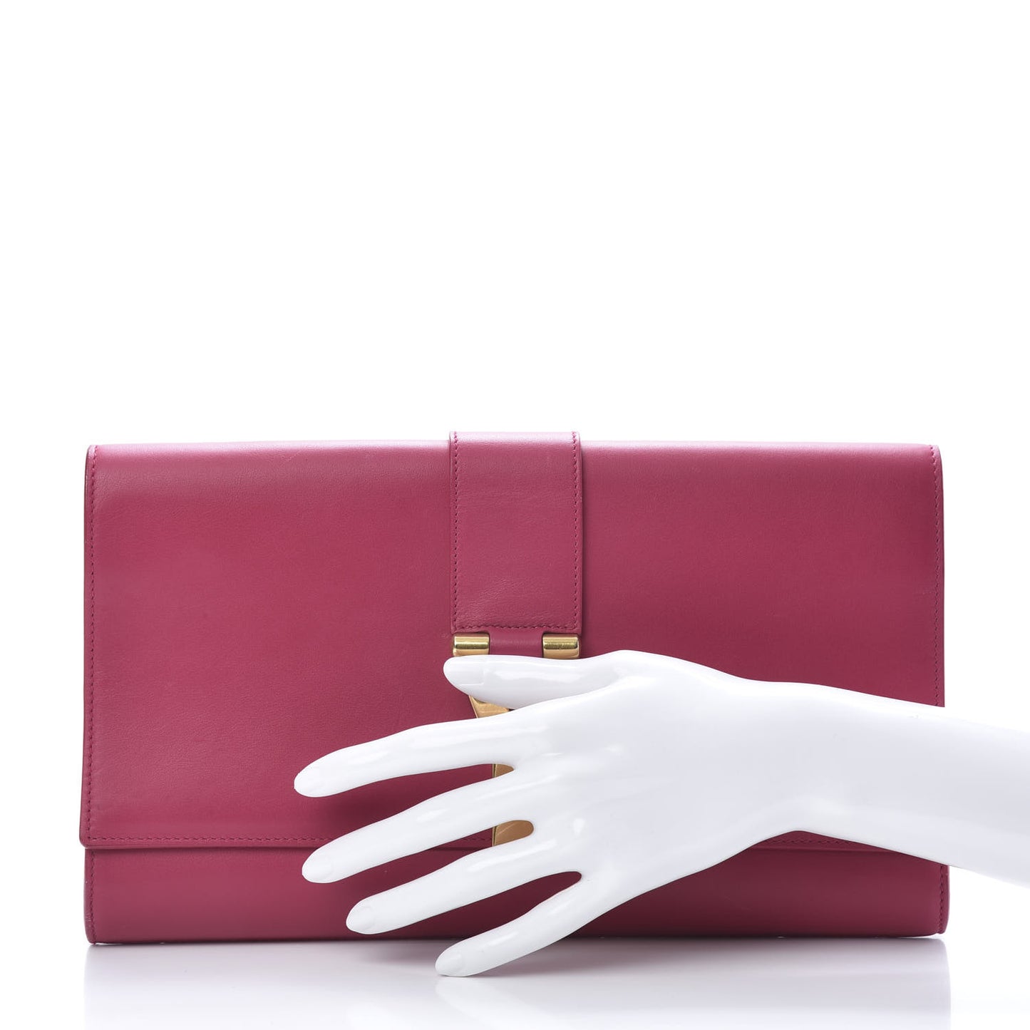 Calfskin Classic Y Ligne Clutch Fuchsia