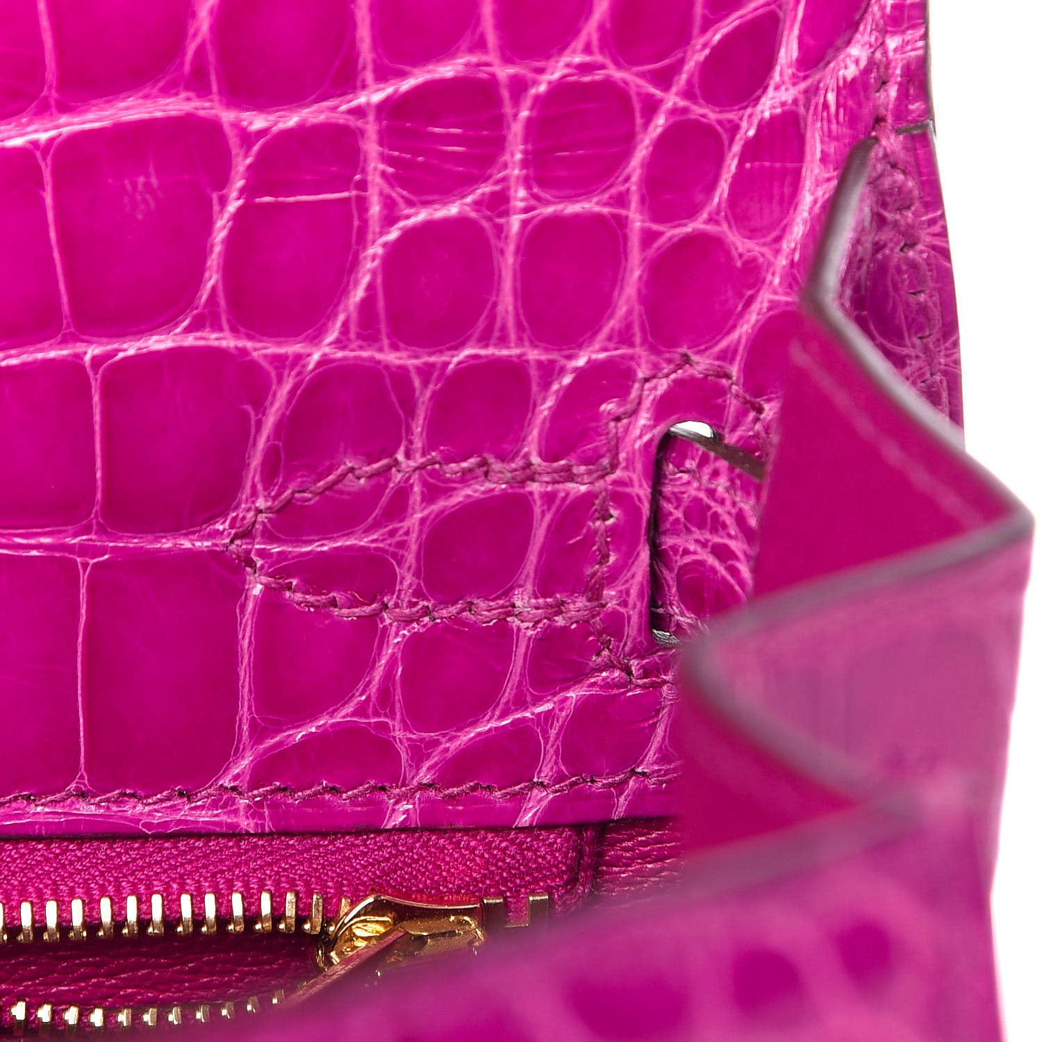 Hermes Shiny Alligator Kelly Sellier 25 Rose Scheherazade 11 of 37
