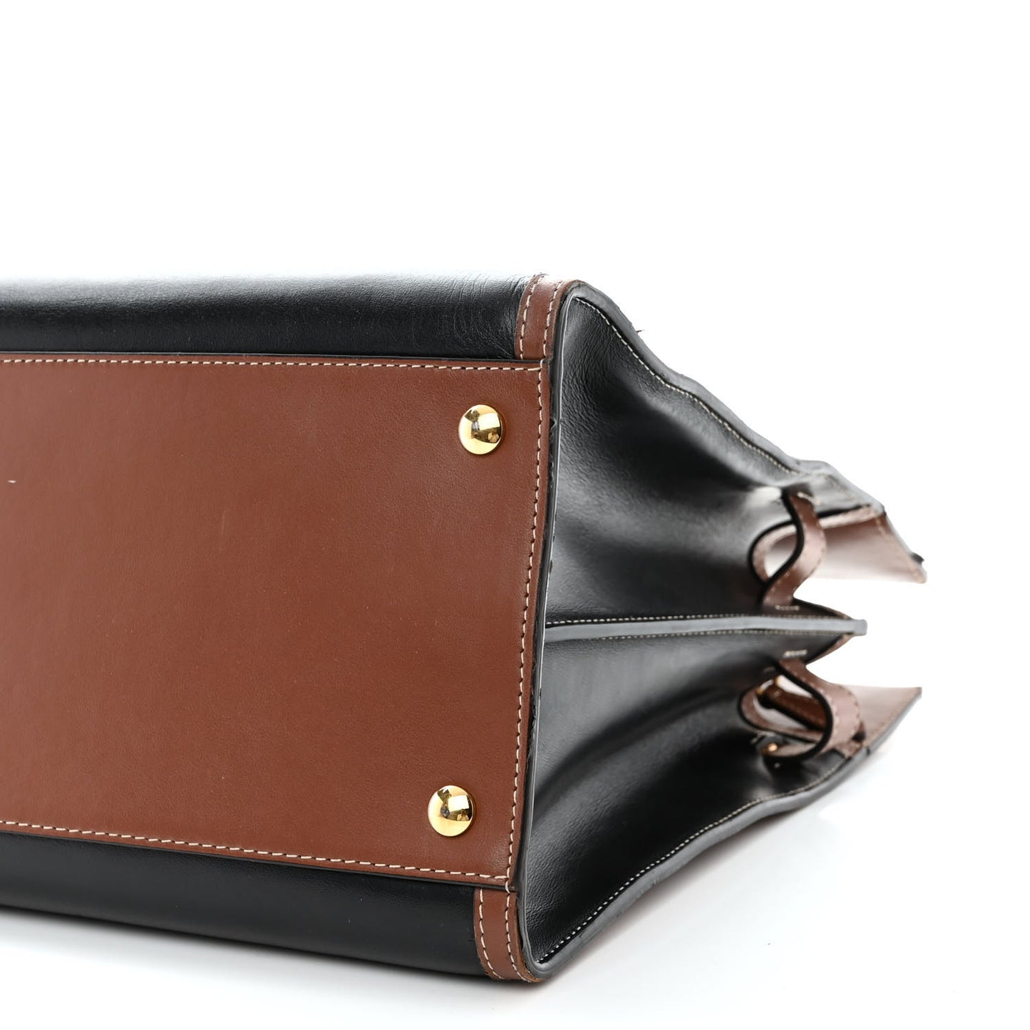 Calfskin Vintage Check Medium Two Handle Title Bag Black