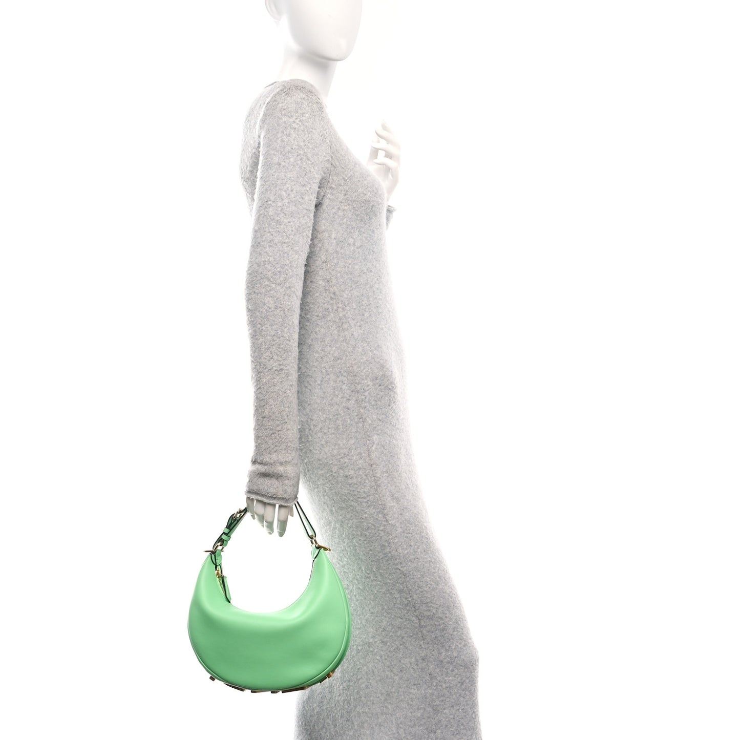 Vitello Grace Matte Small Fendigraphy Hobo Bag Edamame