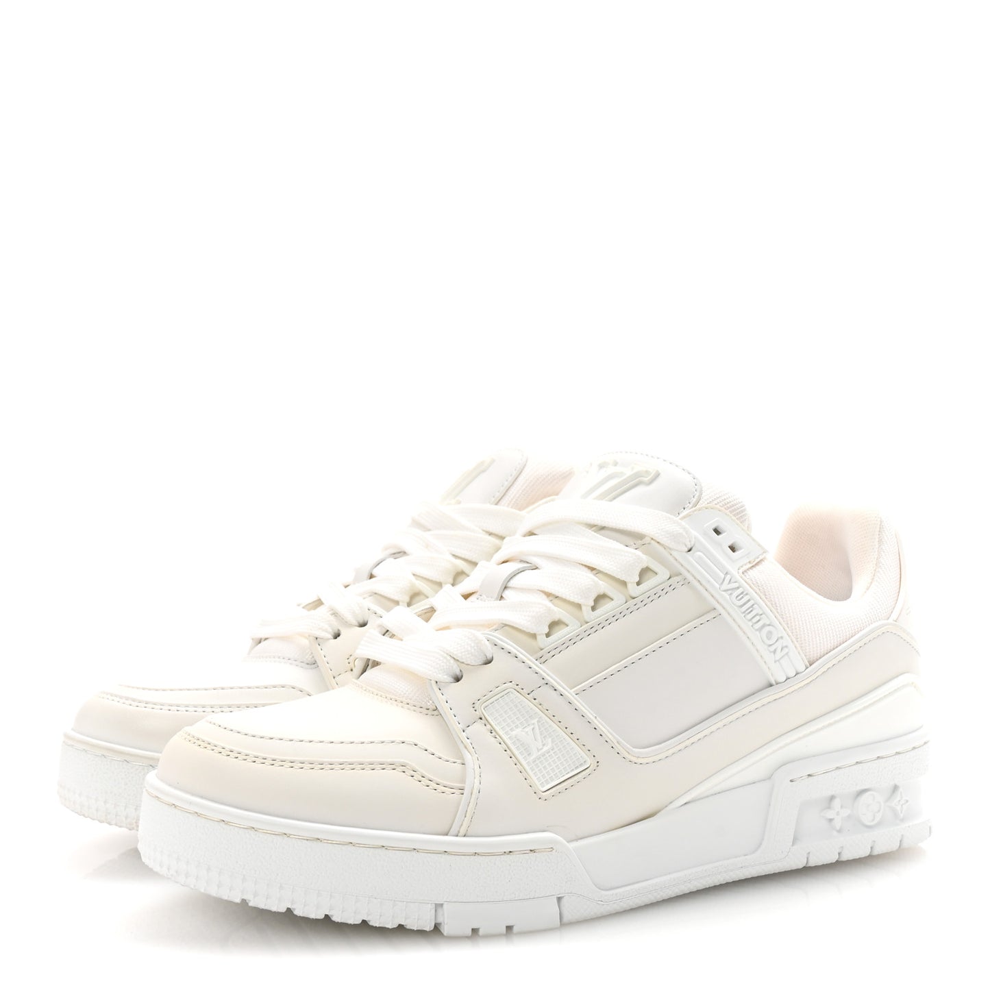 Calfskin Womens LV Trainer Sneakers 37.5 White