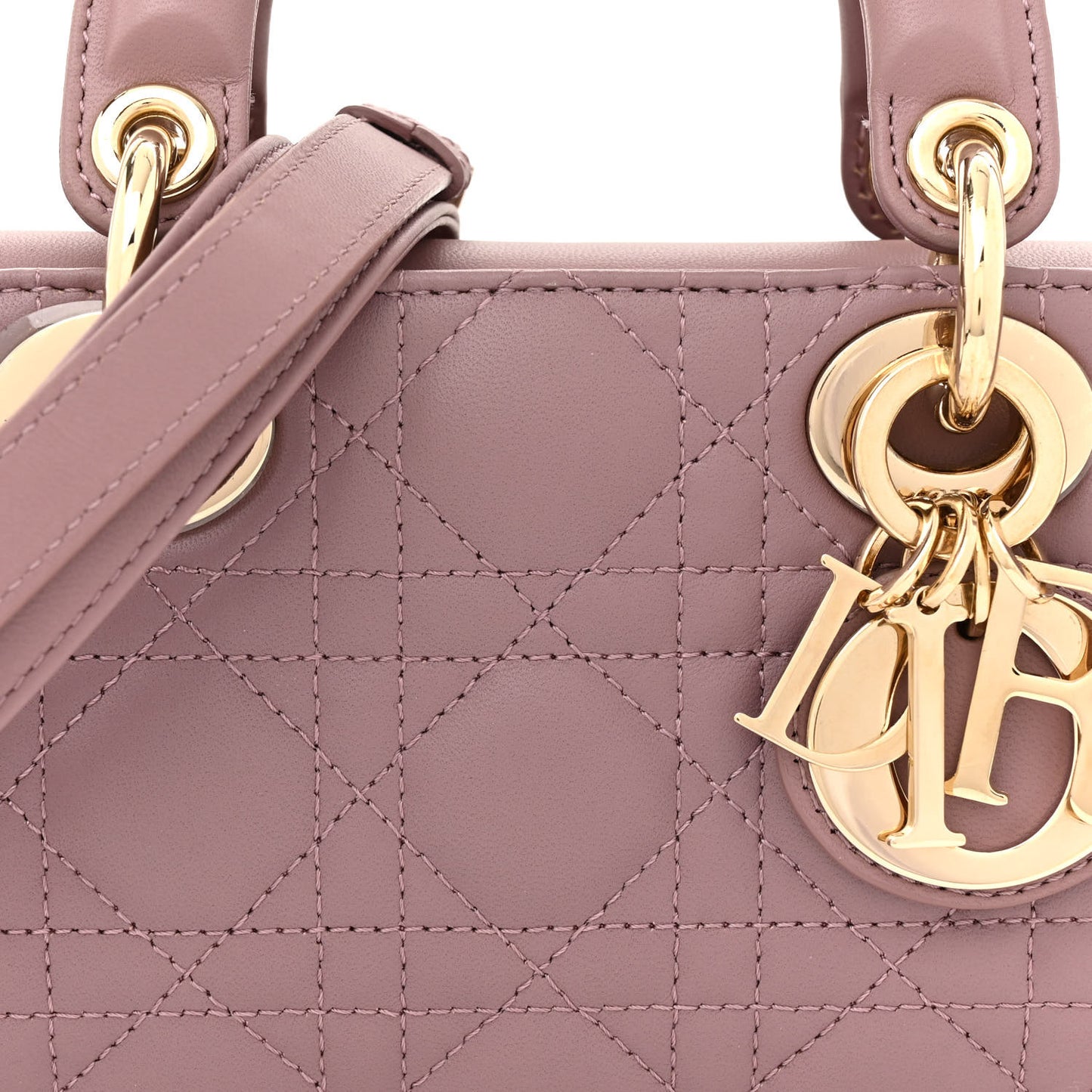 Lambskin Cannage Small Lady D-Joy Peony Pink