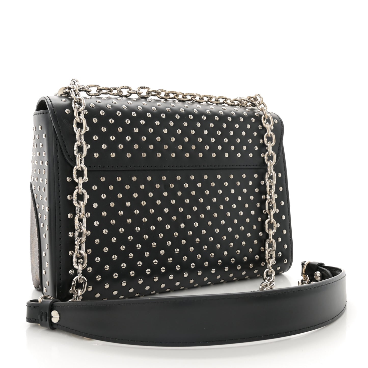Calfskin Monogram Twist Studded Shoulder Bag MM Black