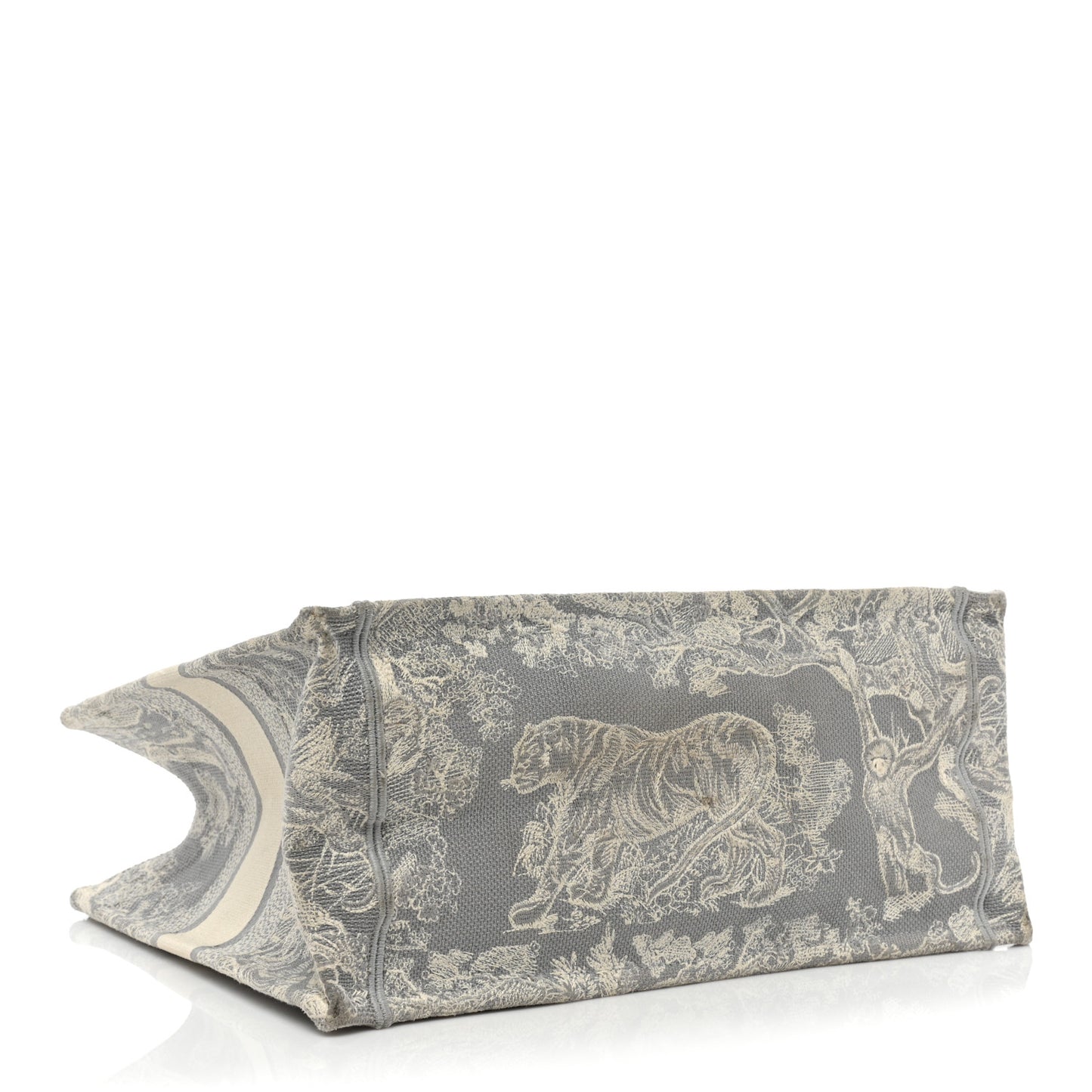 Canvas Embroidered Medium Dioriviera Toile De Jouy Reverse Book Tote Gray