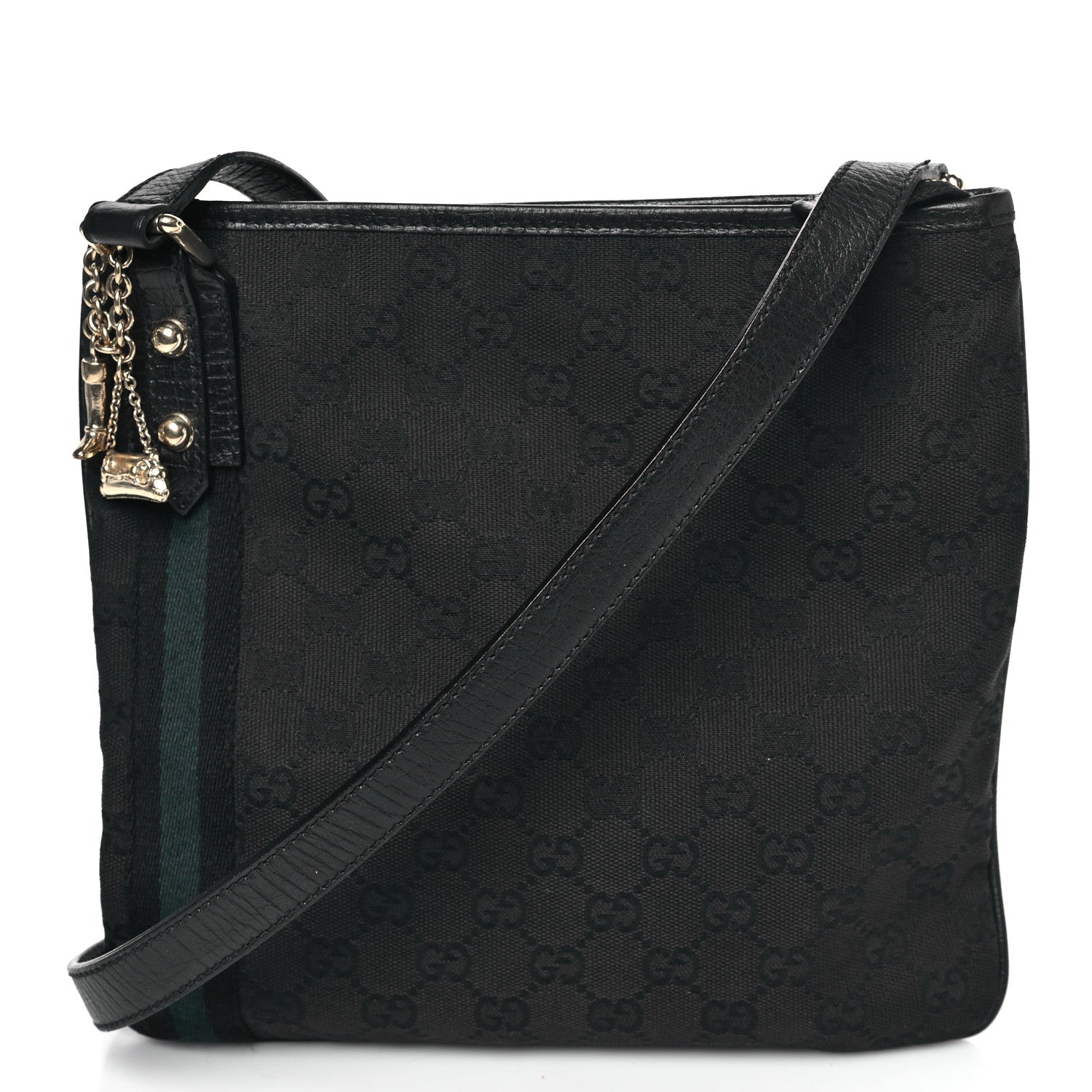 Gucci Monogram Web Jolicoeur Charms Messenger Bag Black 1809605 