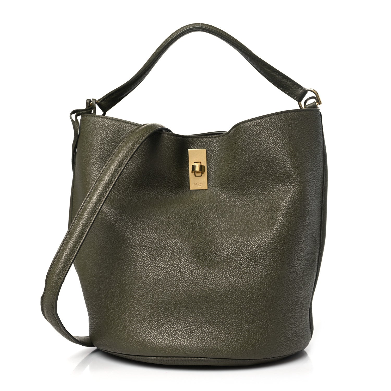 Celine Supple Grained Calfskin Bucket 16 Bag Dark Olive 1 of 11