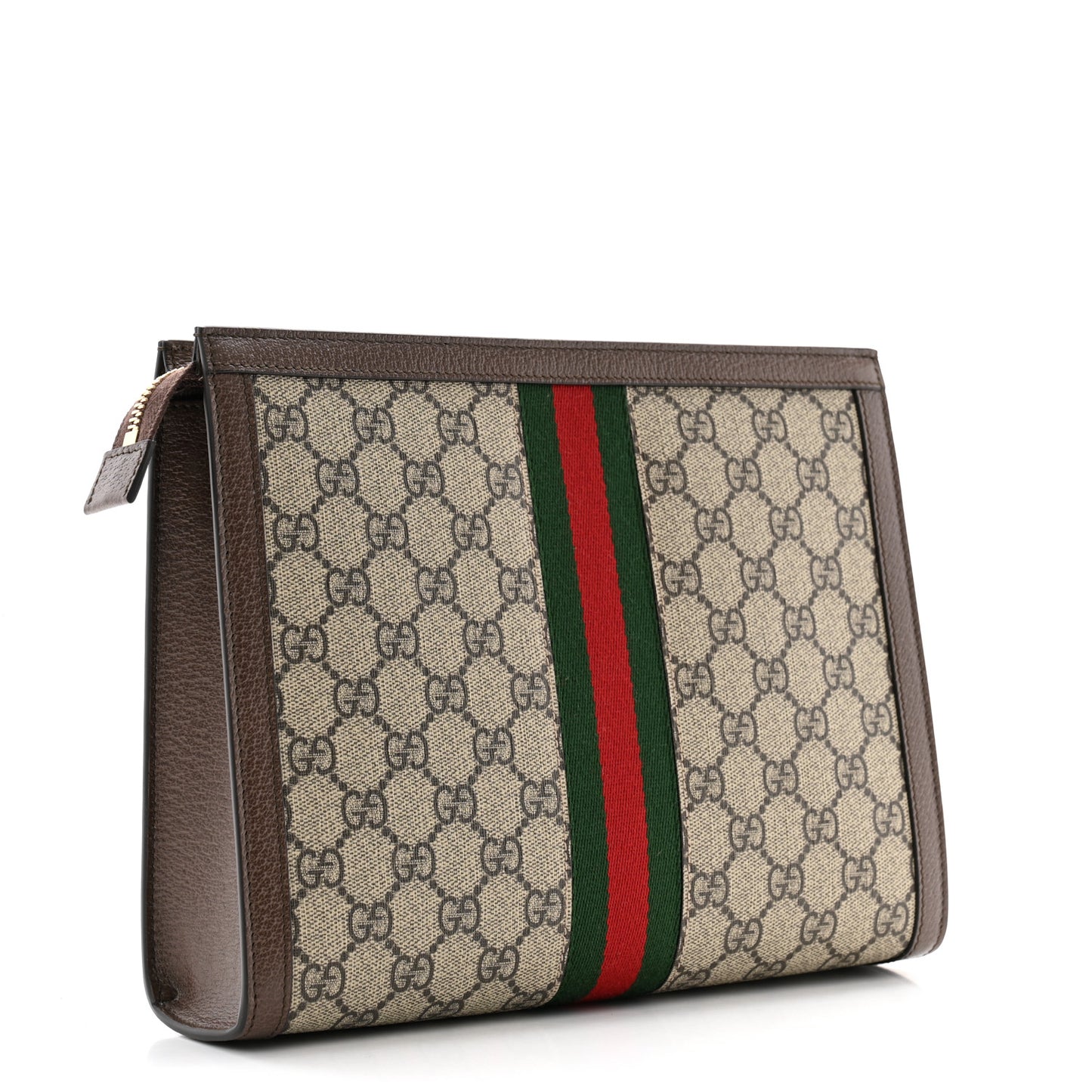GG Supreme Monogram Web Ophidia Pouch Brown