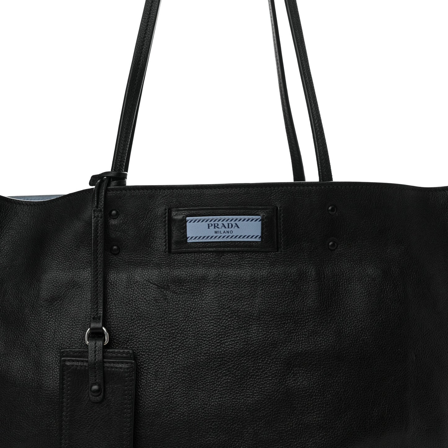 Glace Calfskin Etiquette Shopping Bag Black Astrale