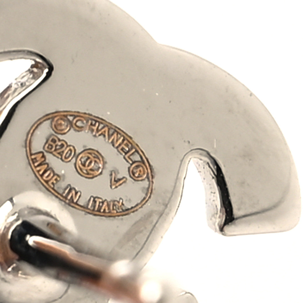 Chanel Crystal Pearl CC Drop Earrings Silver Pearly White 4 of 5