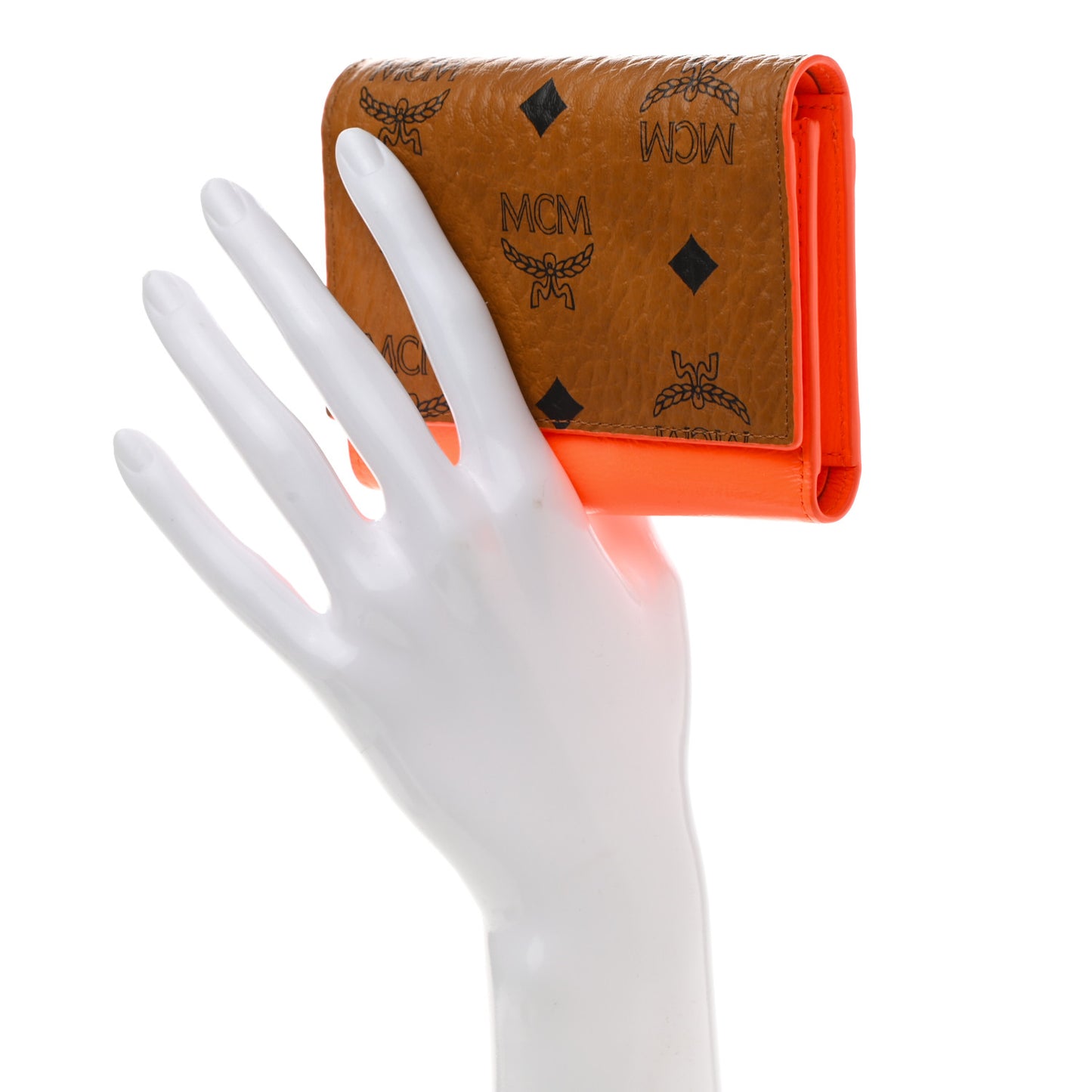 Visetos Patent Trifold Wallet Cognac Orange