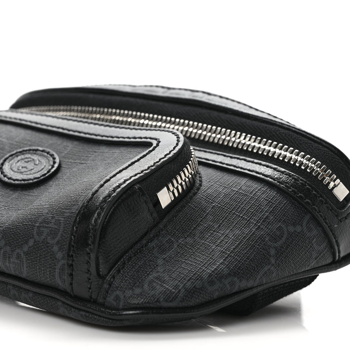 GG Supreme Monogram Textured Calfskin Retro Interlocking G Belt Bag Black