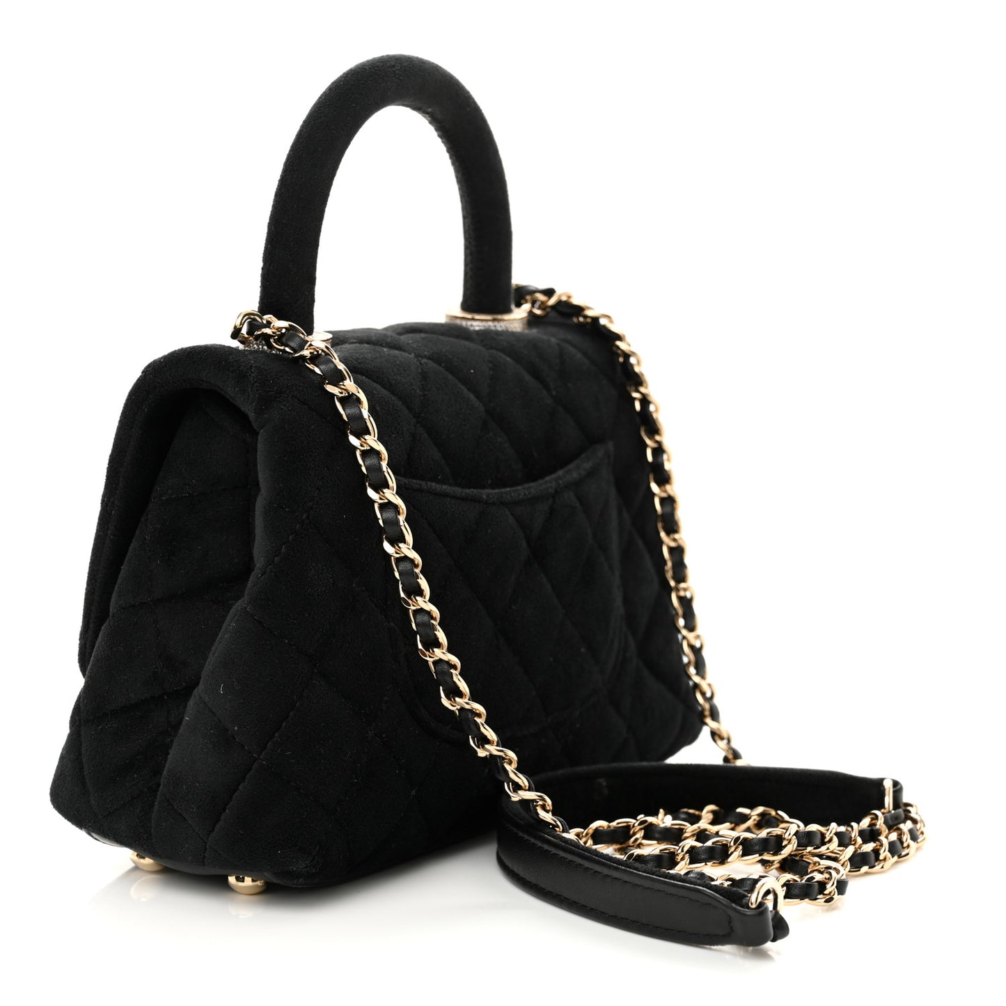 Velvet Crystal Quilted Extra Mini Coco Handle Flap Black