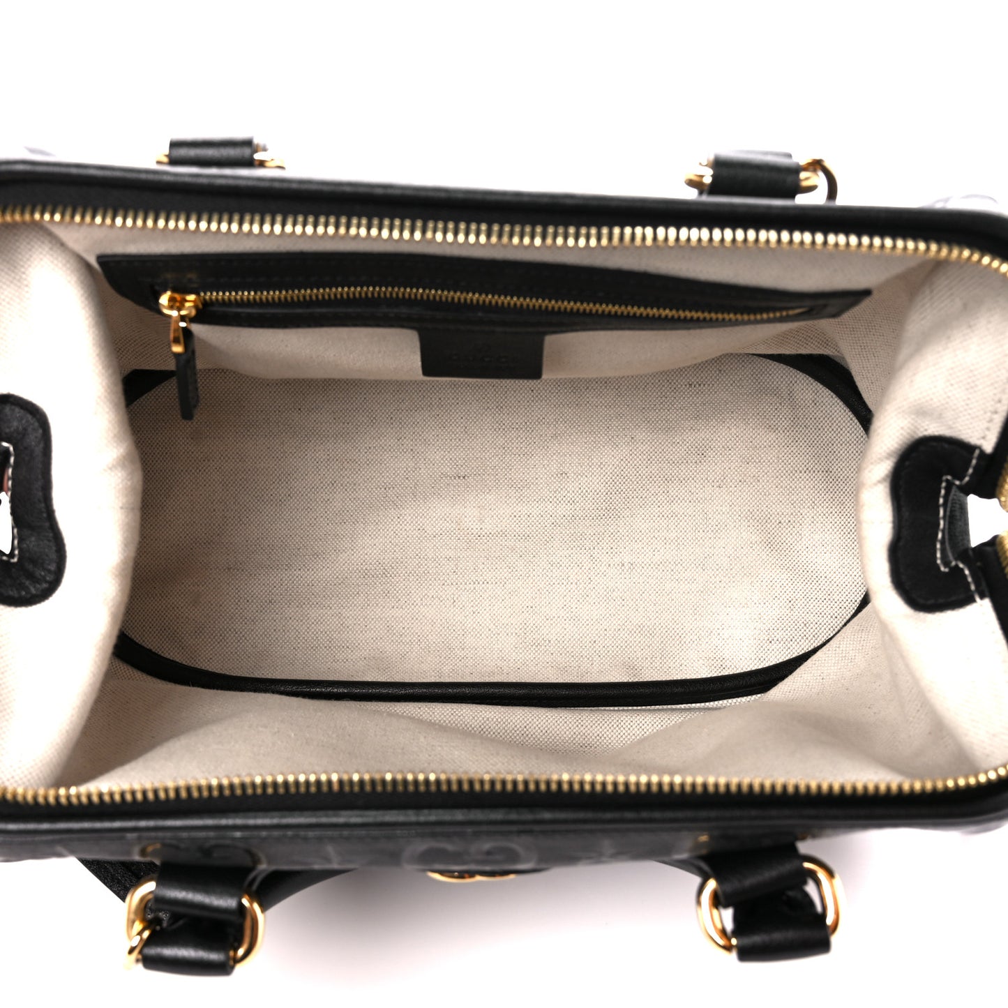 Wonka Grain Calfskin GG Monogram Star Embossed GG Top Handle Bag Black