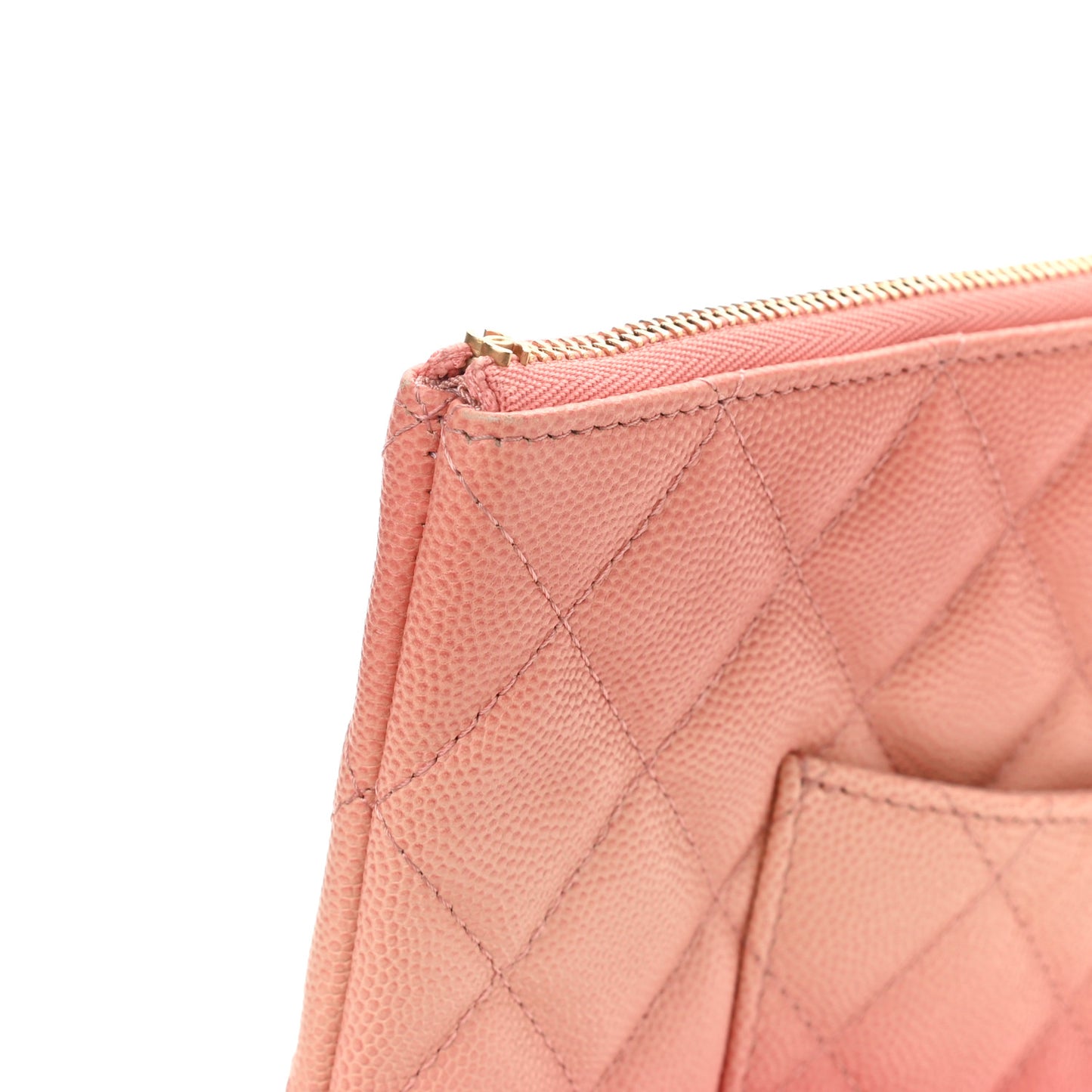 Caviar Quilted Ombre Medium Cosmetic Case Coral