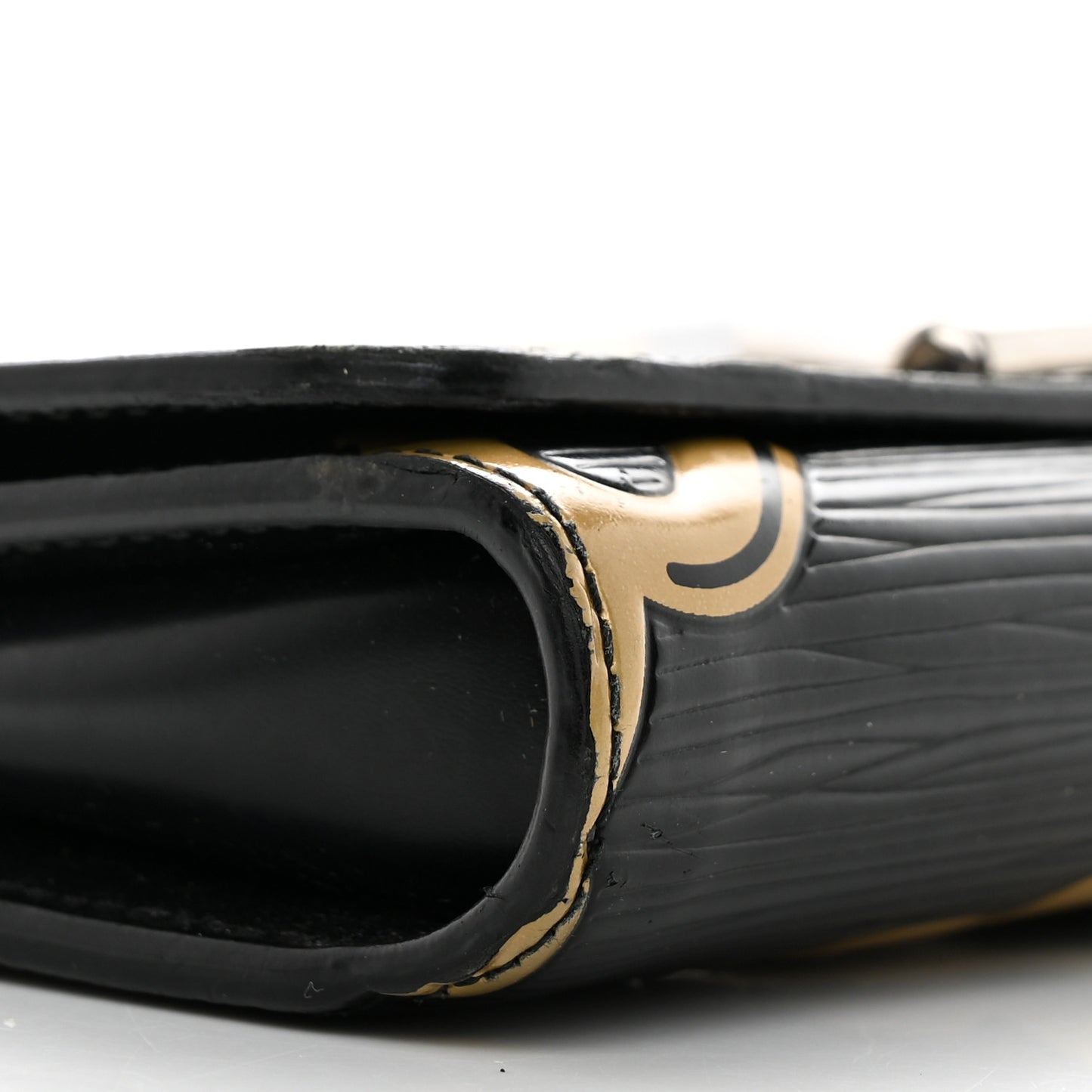 Epi Chain Flower Print Twist Chain Wallet Black