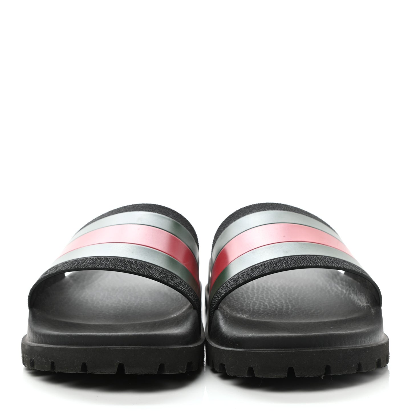 Rubber Web Mens Lug Sole Slide Sandals 9 Black Green Red