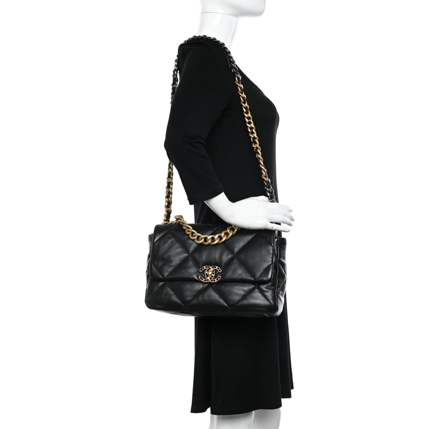 Chanel Lambskin Quilted Large Chanel 19 Flap Black 2 of 12