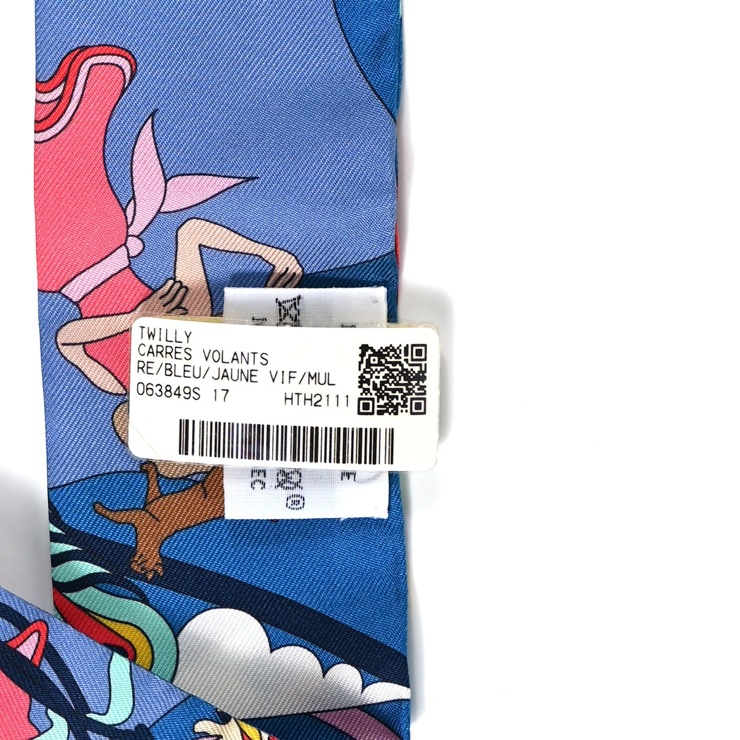 Silk Carres Volants Twilly Bleu Jaune Vif Multicolor