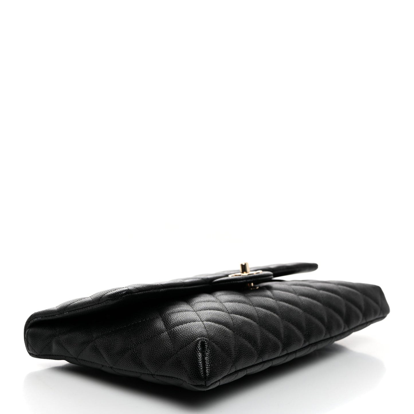 Caviar Quilted Flap Clutch Black