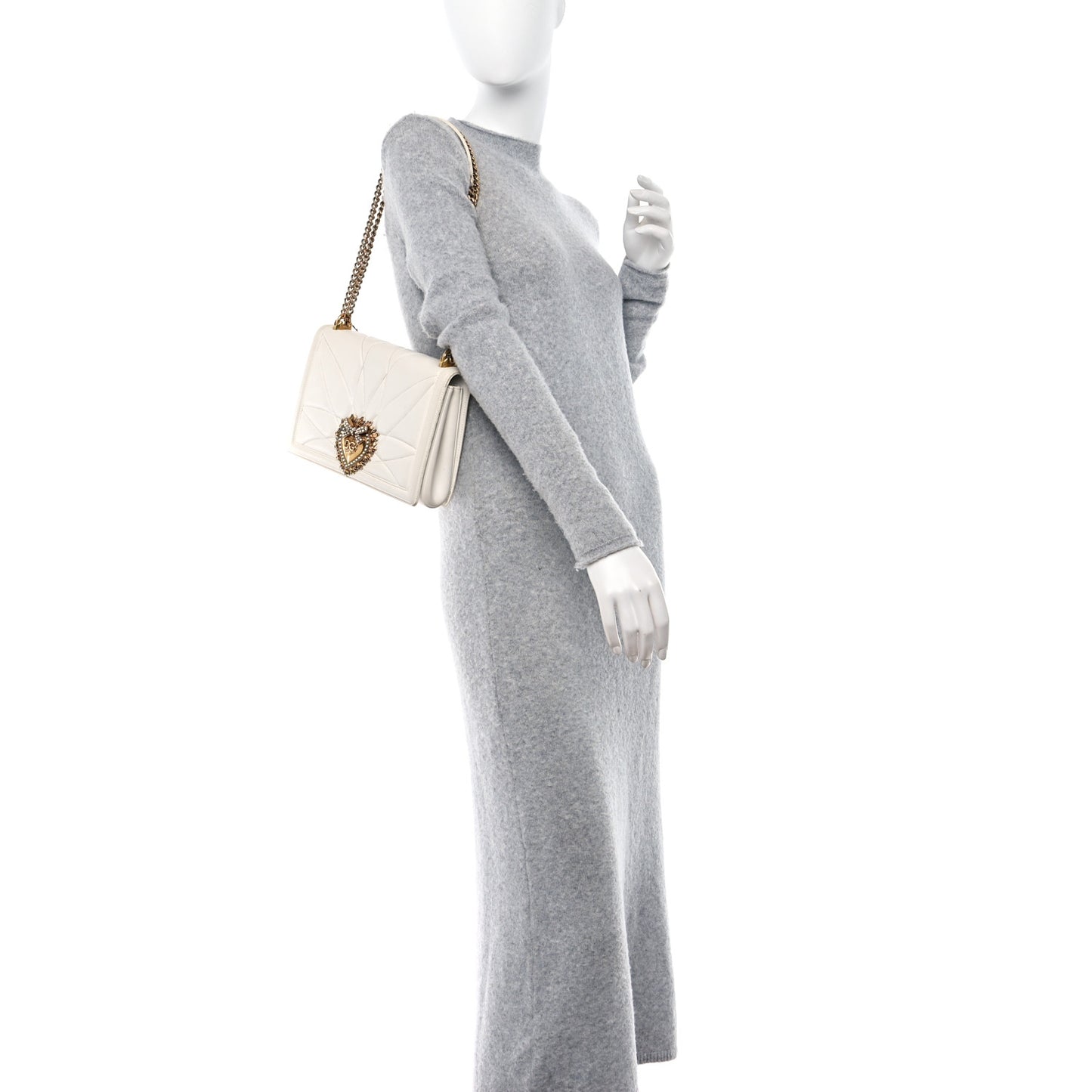 Calfskin Large Devotion Crossbody Bag White