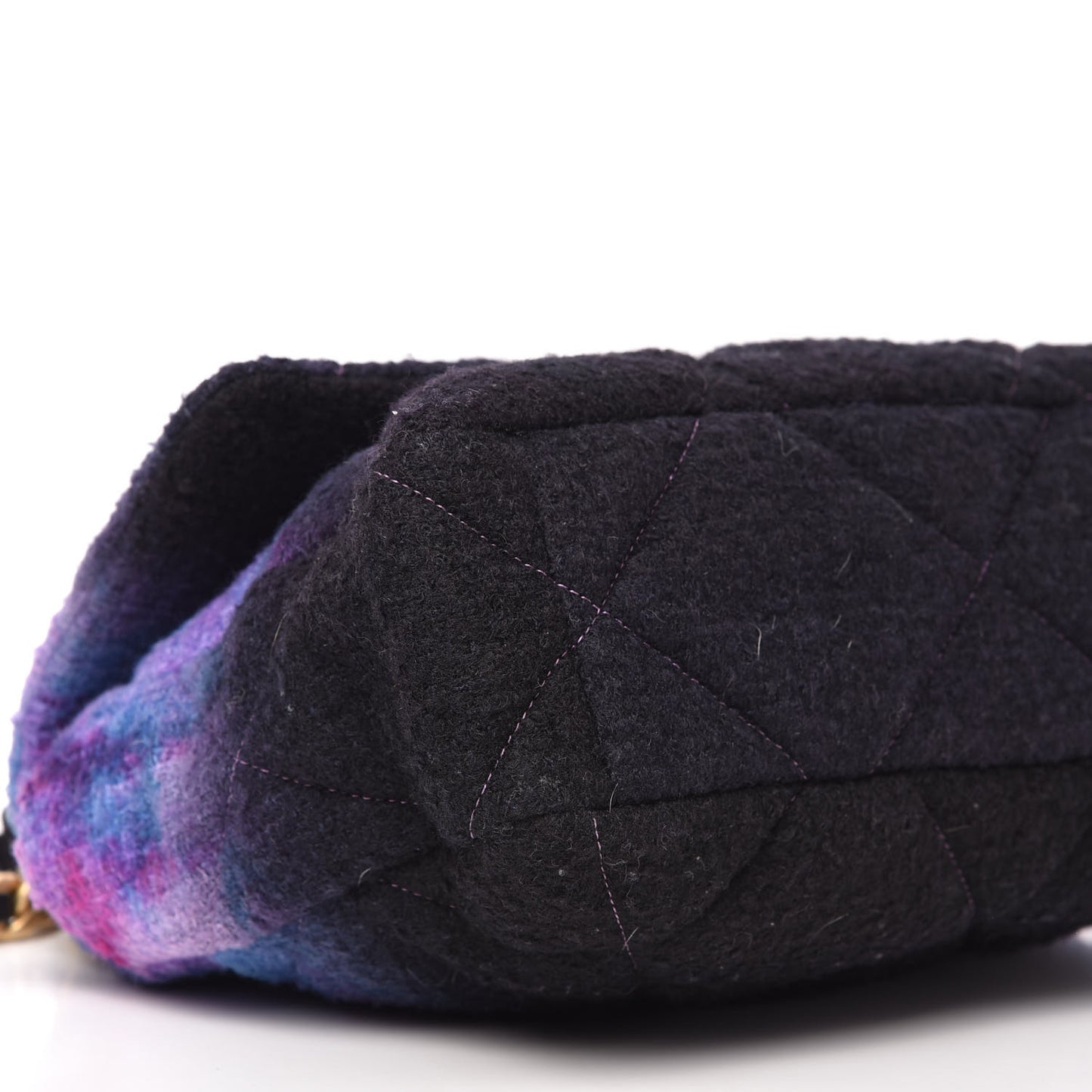 Wool Tweed Quilted Large Chanel 19 Flap Purple Black Blue