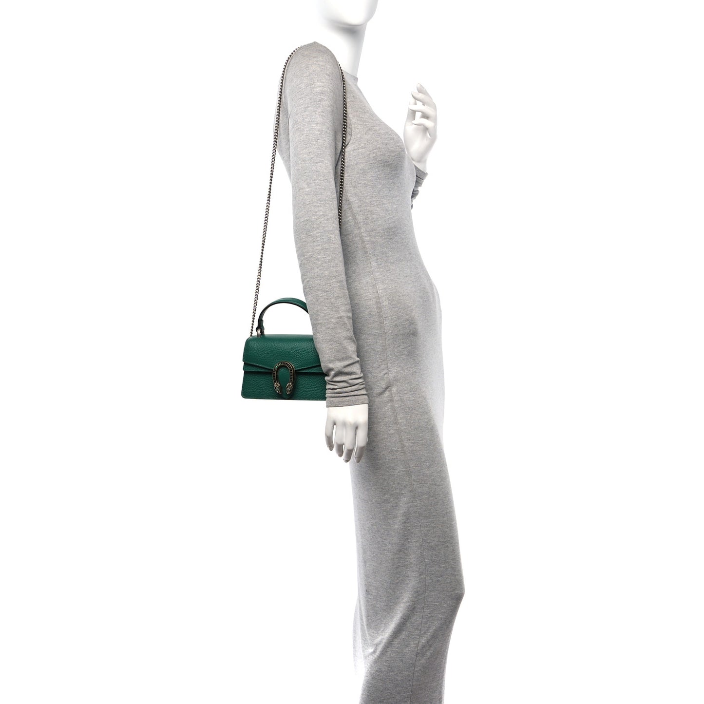 Dollar Calfskin Crystal Mini Dionysus Top Handle Bag Emerald