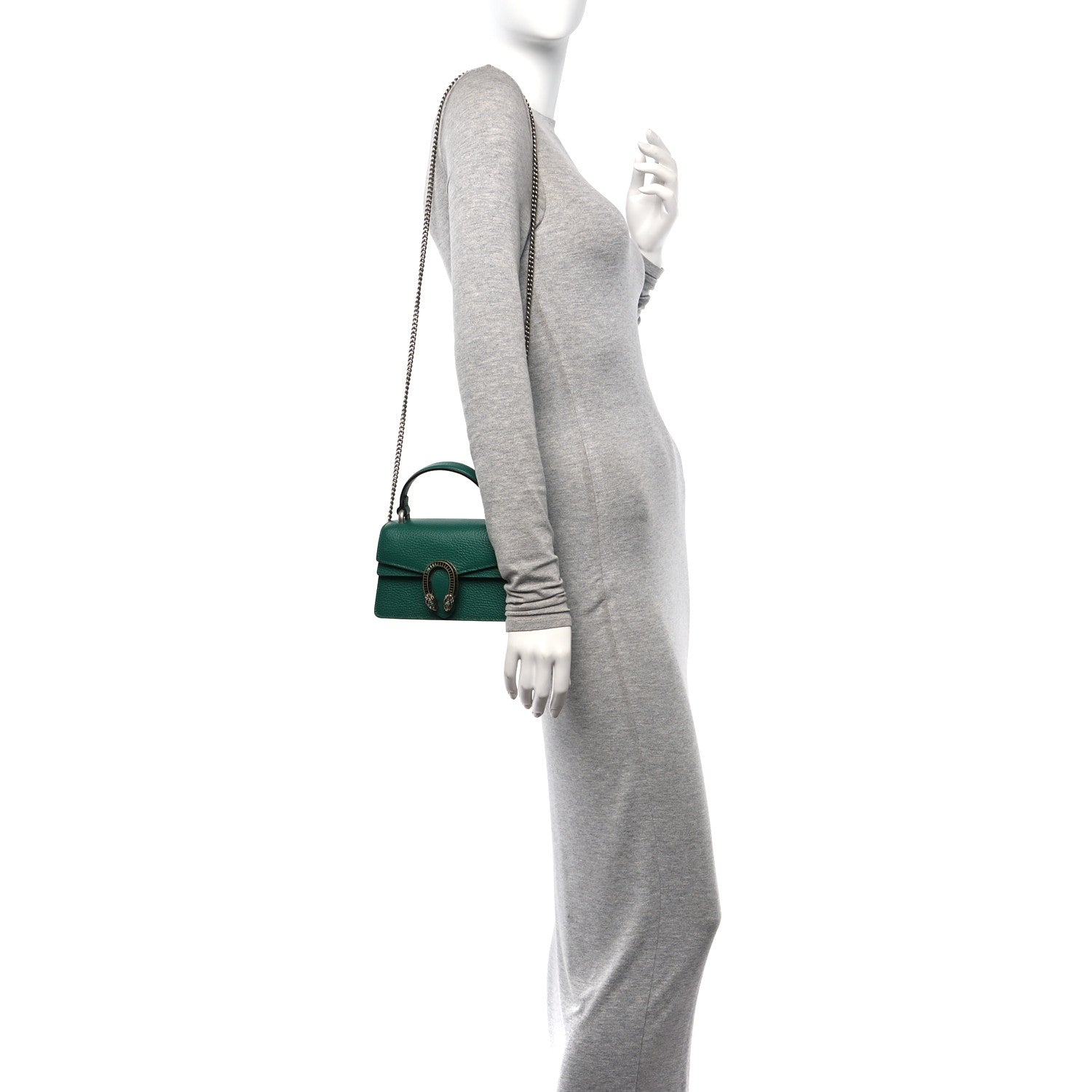 Gucci Dollar Calfskin Crystal Mini Dionysus Top Handle Bag Emerald 2 of 11