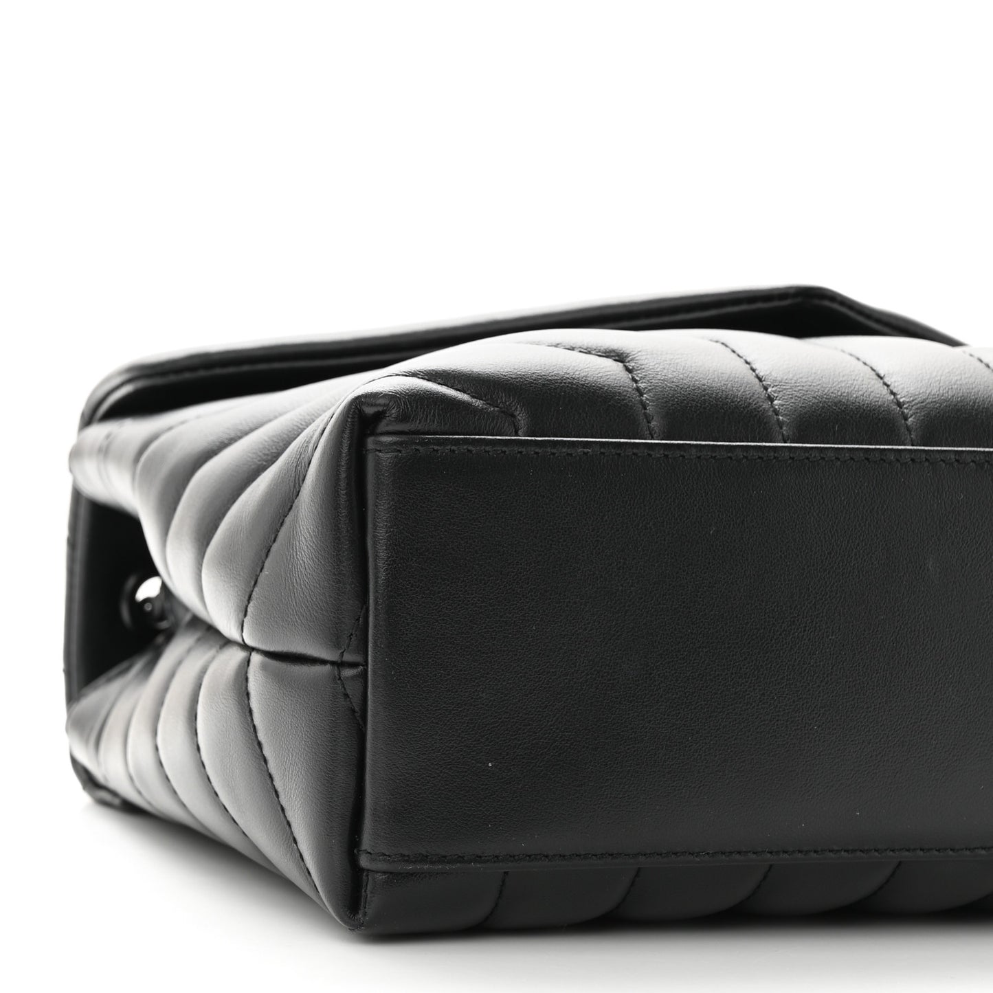 Calfskin Y Quilted Monogram Monochrome Small Loulou Chain Satchel Black