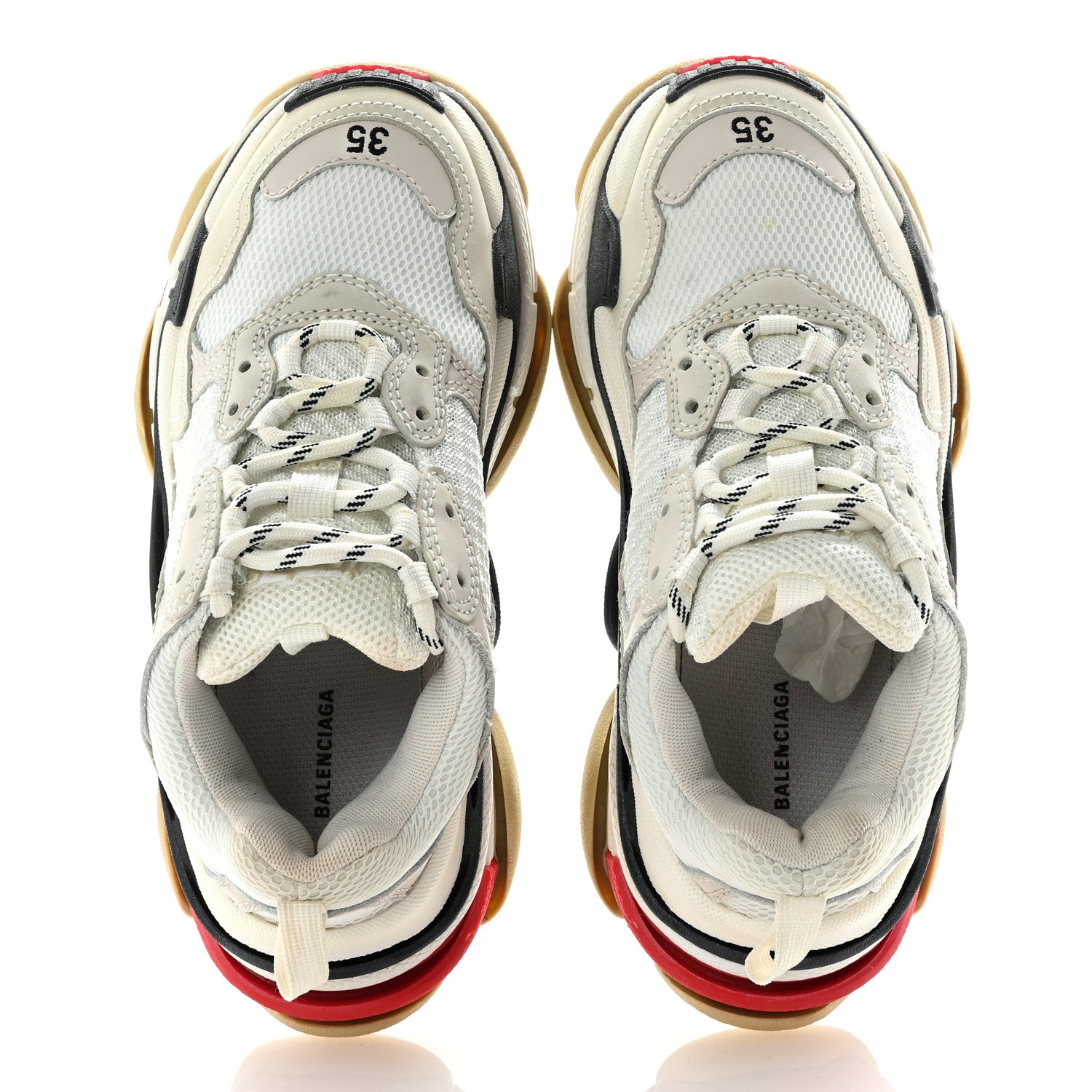Balenciaga Fabric Mesh Womens Triple S Sneakers 35 White Red 2 of 9
